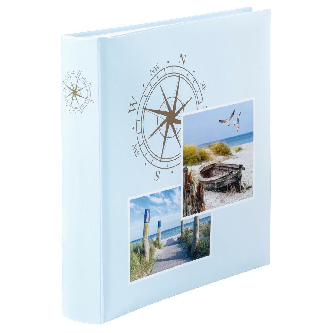 Hama Fotoalbum Jumbo-Album Compass 30x30 cm, 100 weiße Seiten Foto Album,  Klassische Buchoptik für einen eleganten, zeitlosen Touch