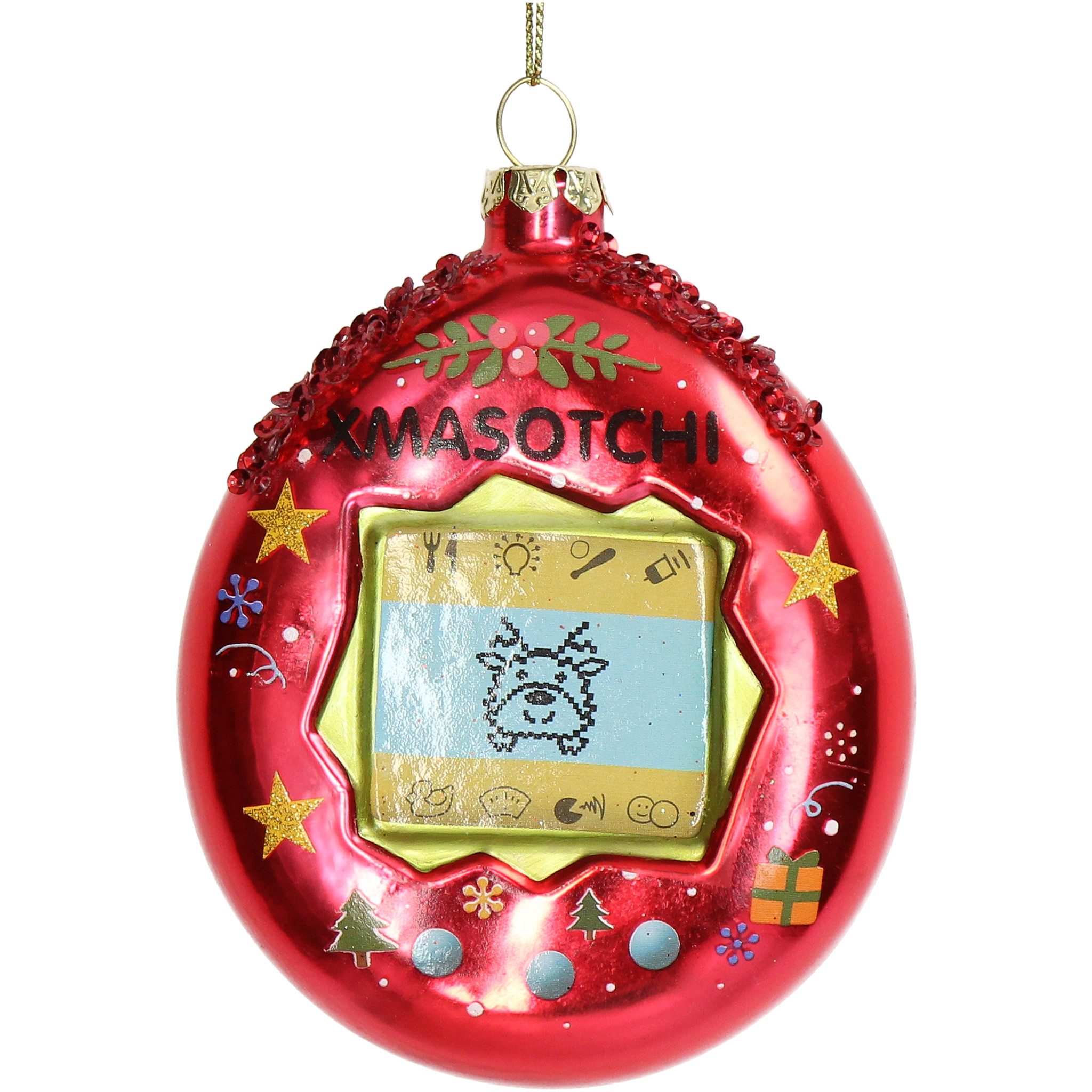 HD Collection Christbaumschmuck, Christbaumschmuck 11,6cm Glas Mini Spielkonsole Figur Rot
