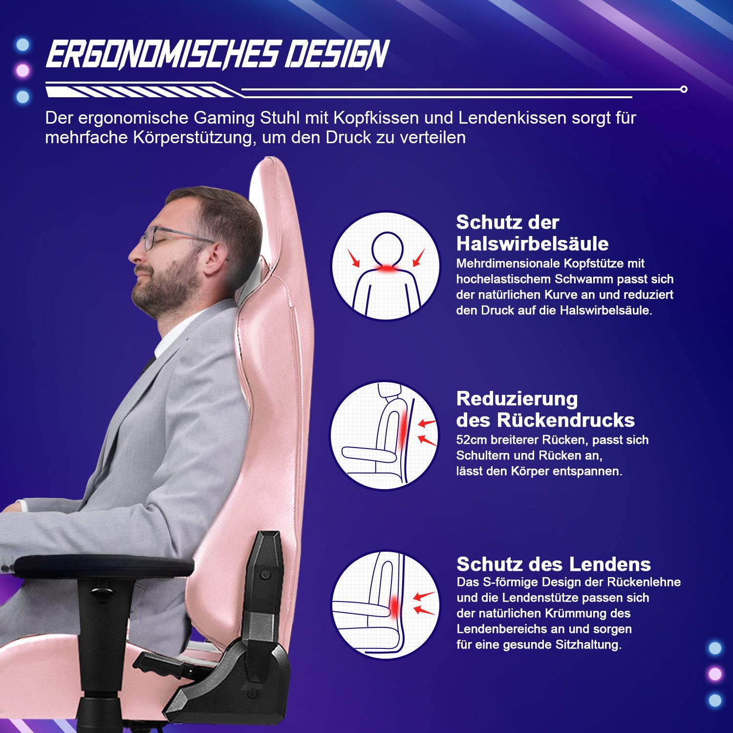 Hiazurm Gaming-Stuhl Gaming Stuhl, Bürostuhl Ergonomisch, Gaming Chair (Erg günstig online kaufen