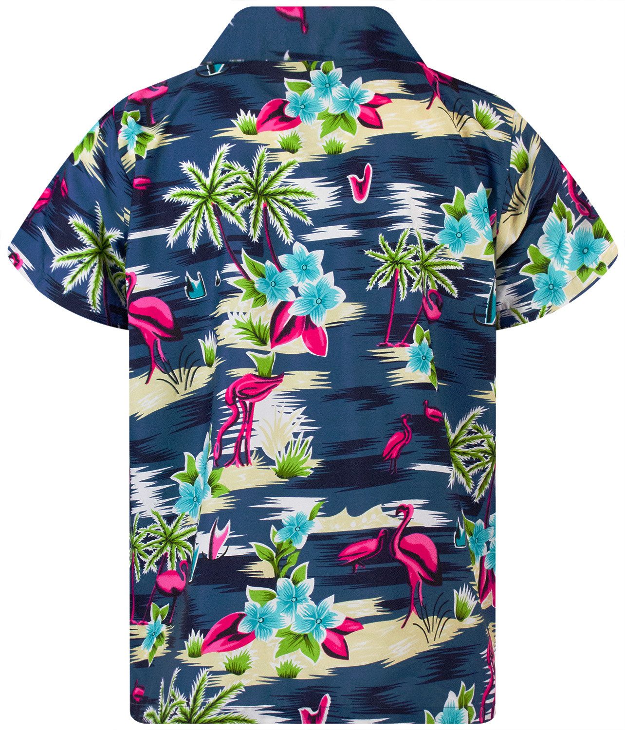 King Kameha Hawaiihemd Flamingos Funky Hawaii-Hemd Herren Kurzarm Front-Tasche Stylish Unisex