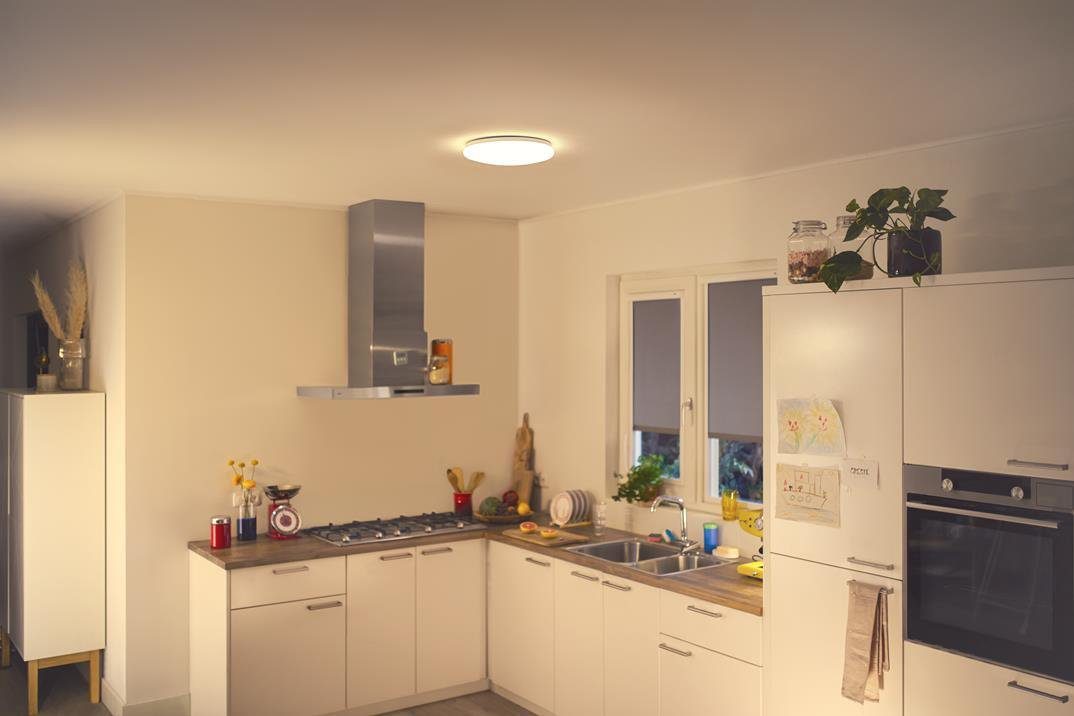 fest in Deckenleuchte WiZ Adria, Wohnräumen warm- entweder ein LED dimmbares integriert, o. kaltweiß, erzeugt warmweiß - kaltweißes Licht