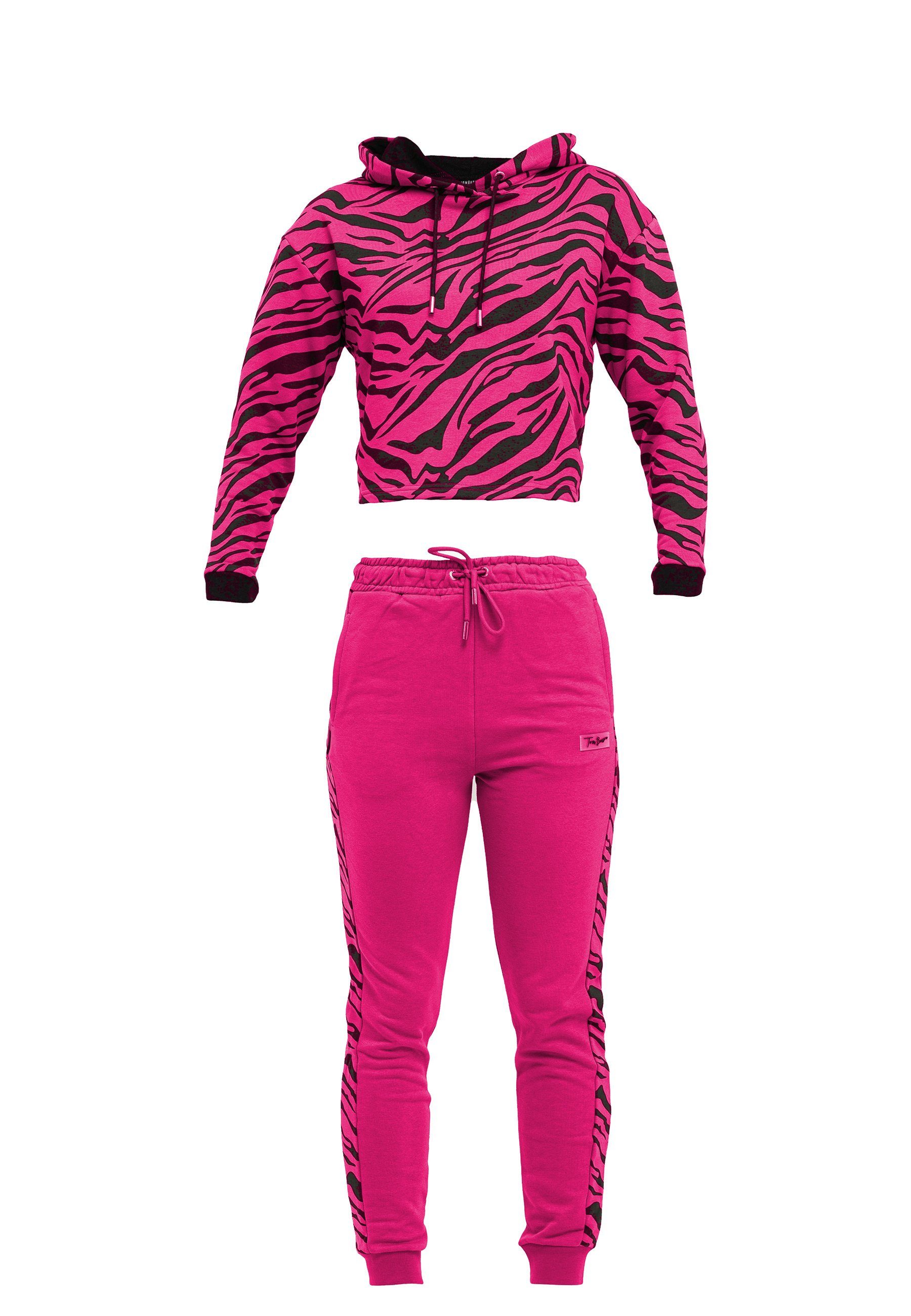 Tom Barron Freizeitanzug Damen Freizeit Trainingsanzug mit Zebramuster, mit sportivem Design