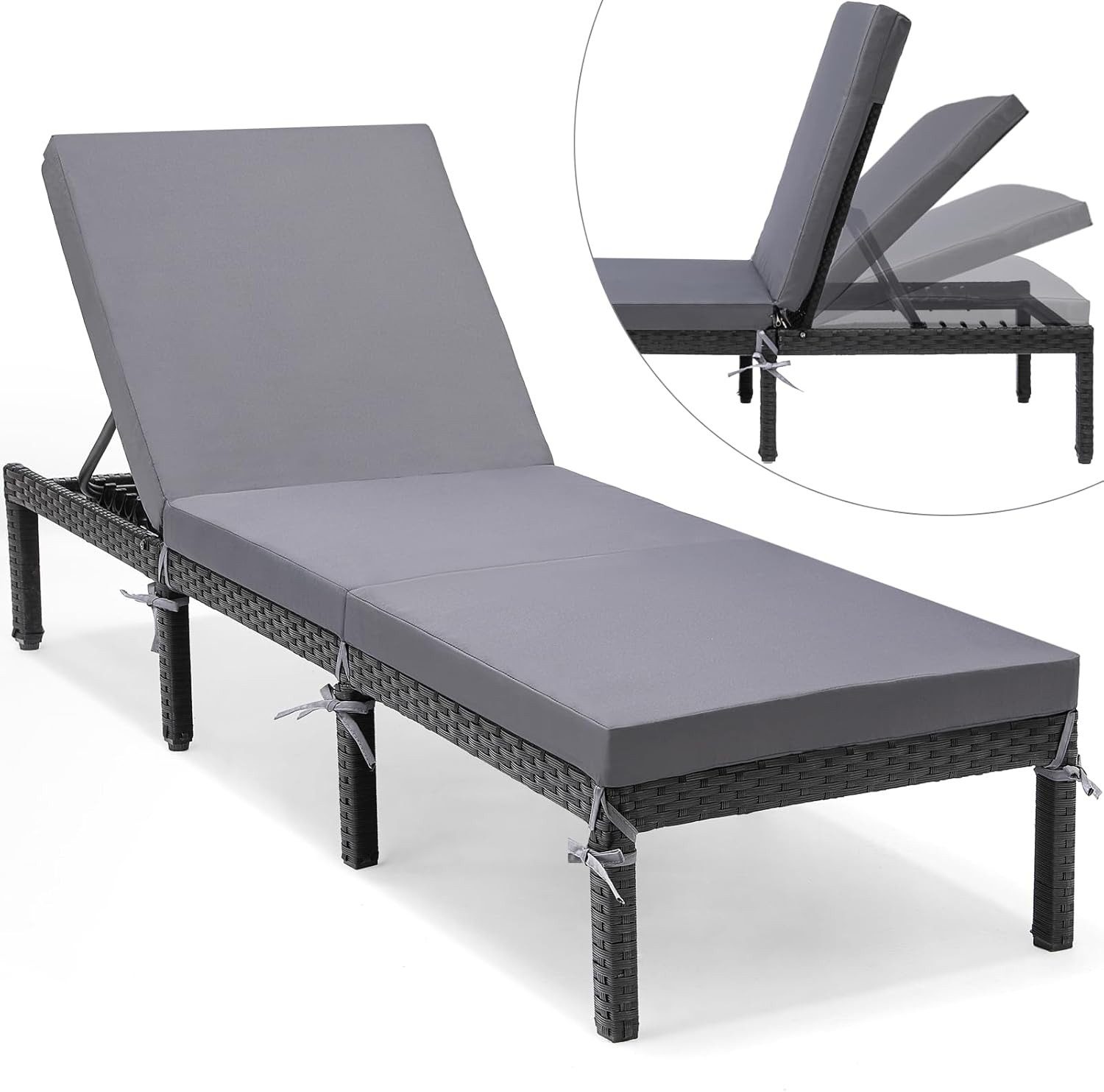 TLGREEN Gartenliege Sonnenliege,Outdoor Liege Klappbar, 1 St., mit 4-stufig höhenverstellbare Rückenlehn