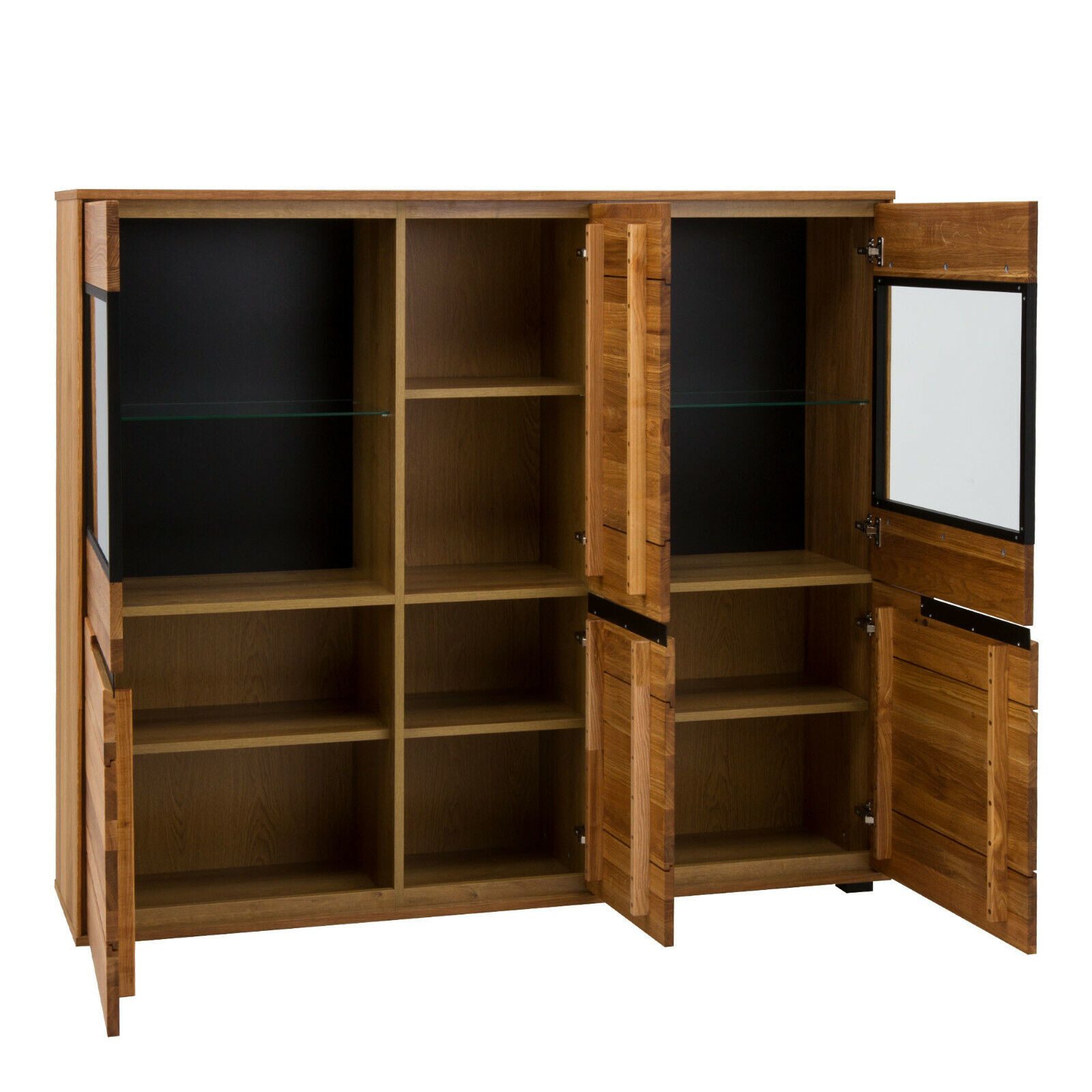 ELFO Highboard Highboard Lola Vitrine Wildeiche teilmassiv geölt Breite 162cm