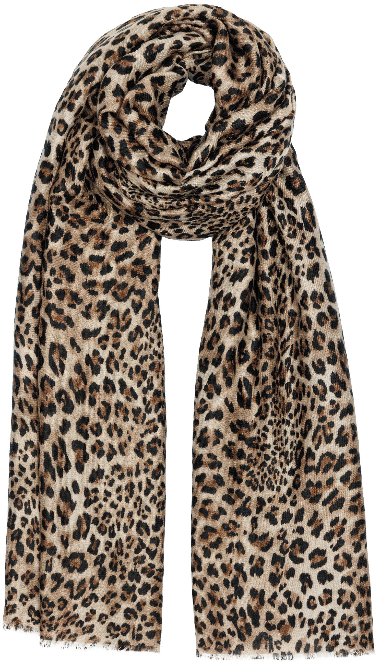 Modeschal SC542 Leichtes Halstuch mit exotischem Leo Muster Animal Print
