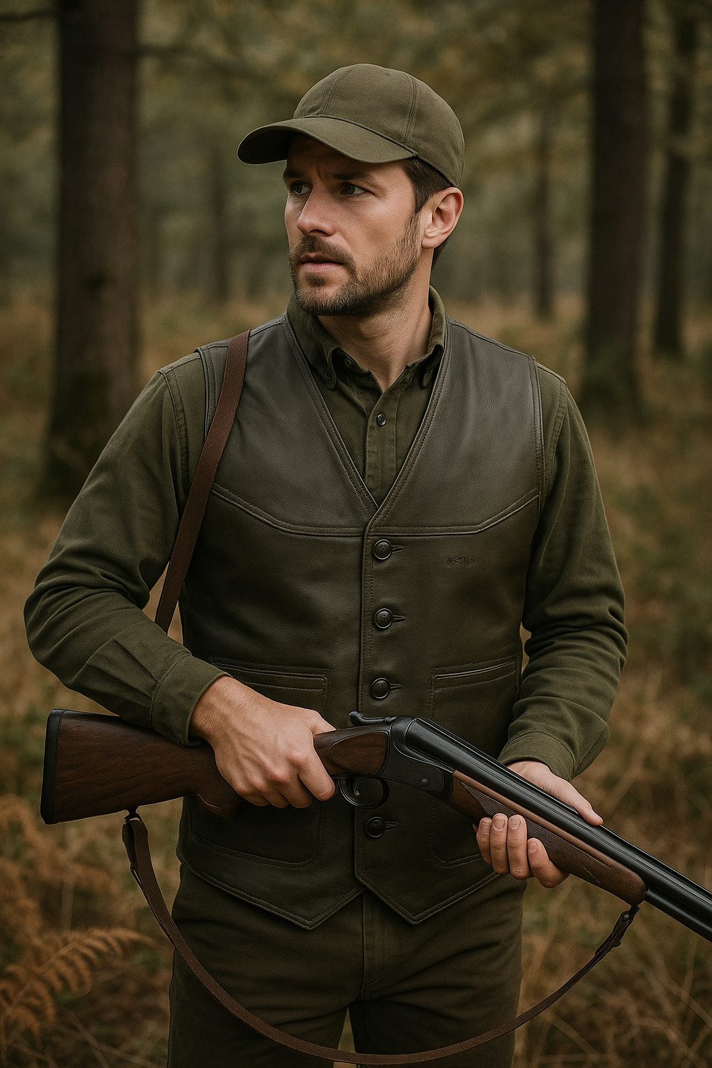 La Chasse® Lederweste Lederweste braun/oliv Büffellederweste günstig online kaufen