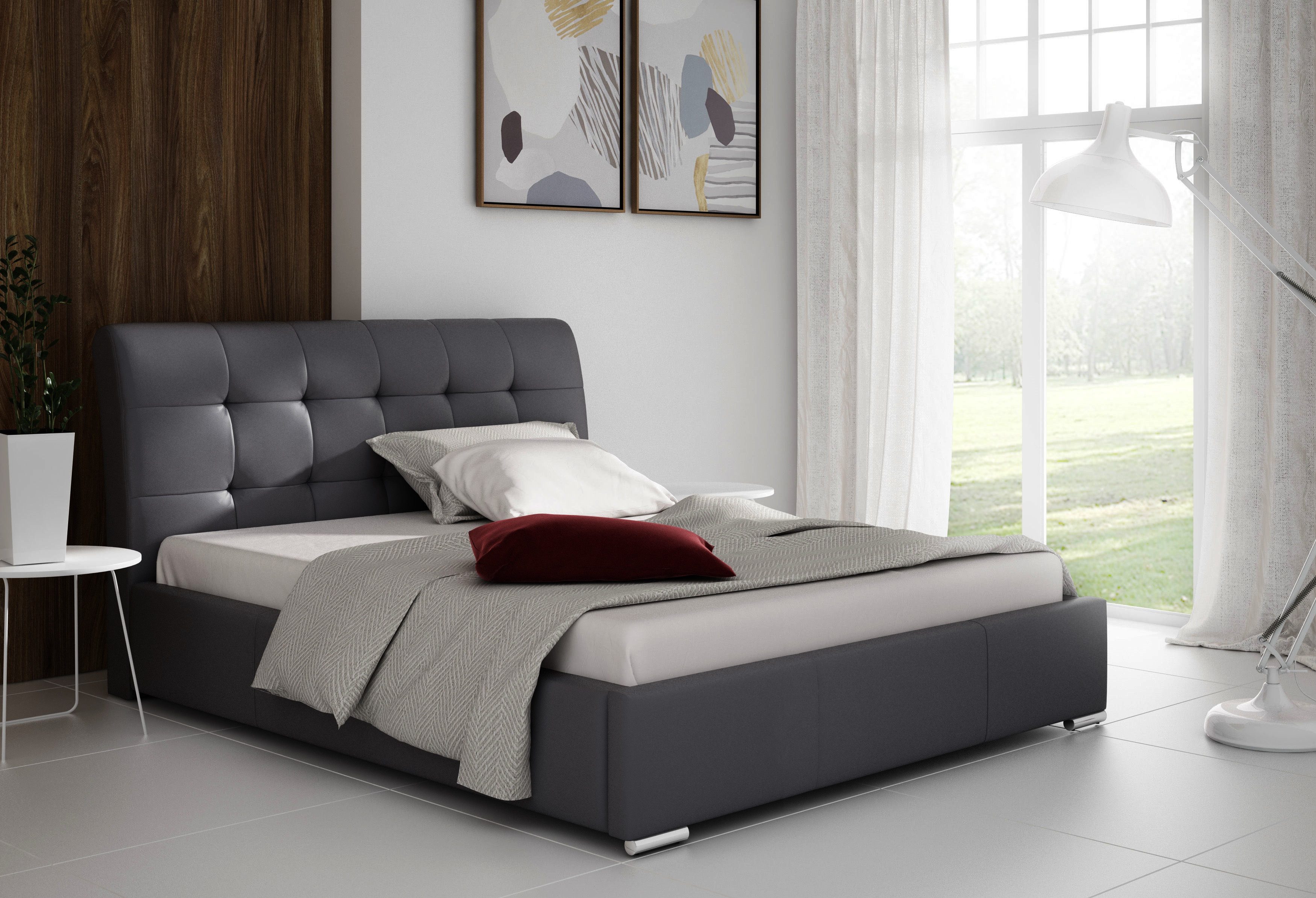 yourhouse24 Polsterbett Amber mit Lattenrost und Bettkasten