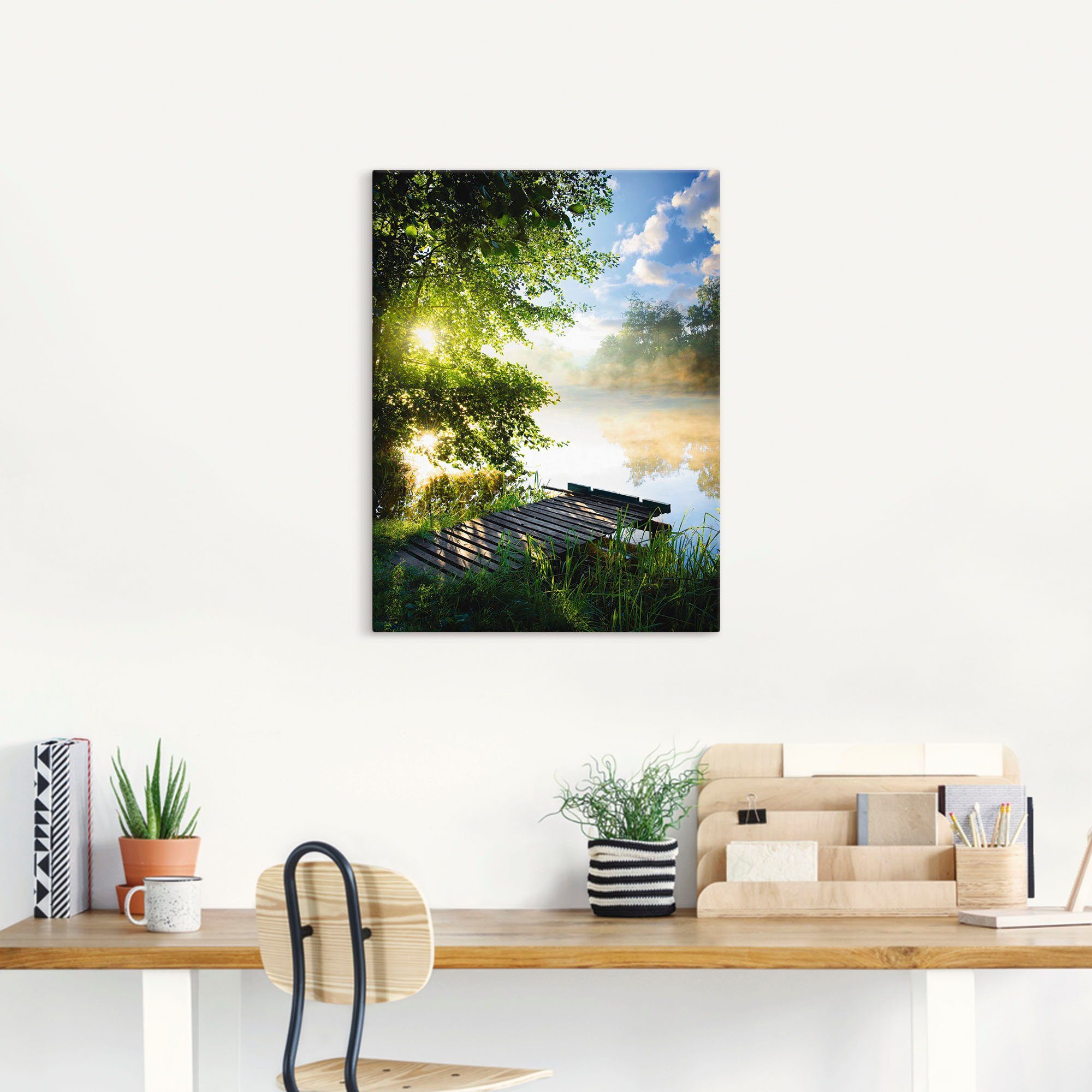 Artland Wandbild Angelsteg am Morgen, Gewässer (1 St), als Alubild, Leinwandbild, Poster in verschied. Größen – Bild 2 von 5