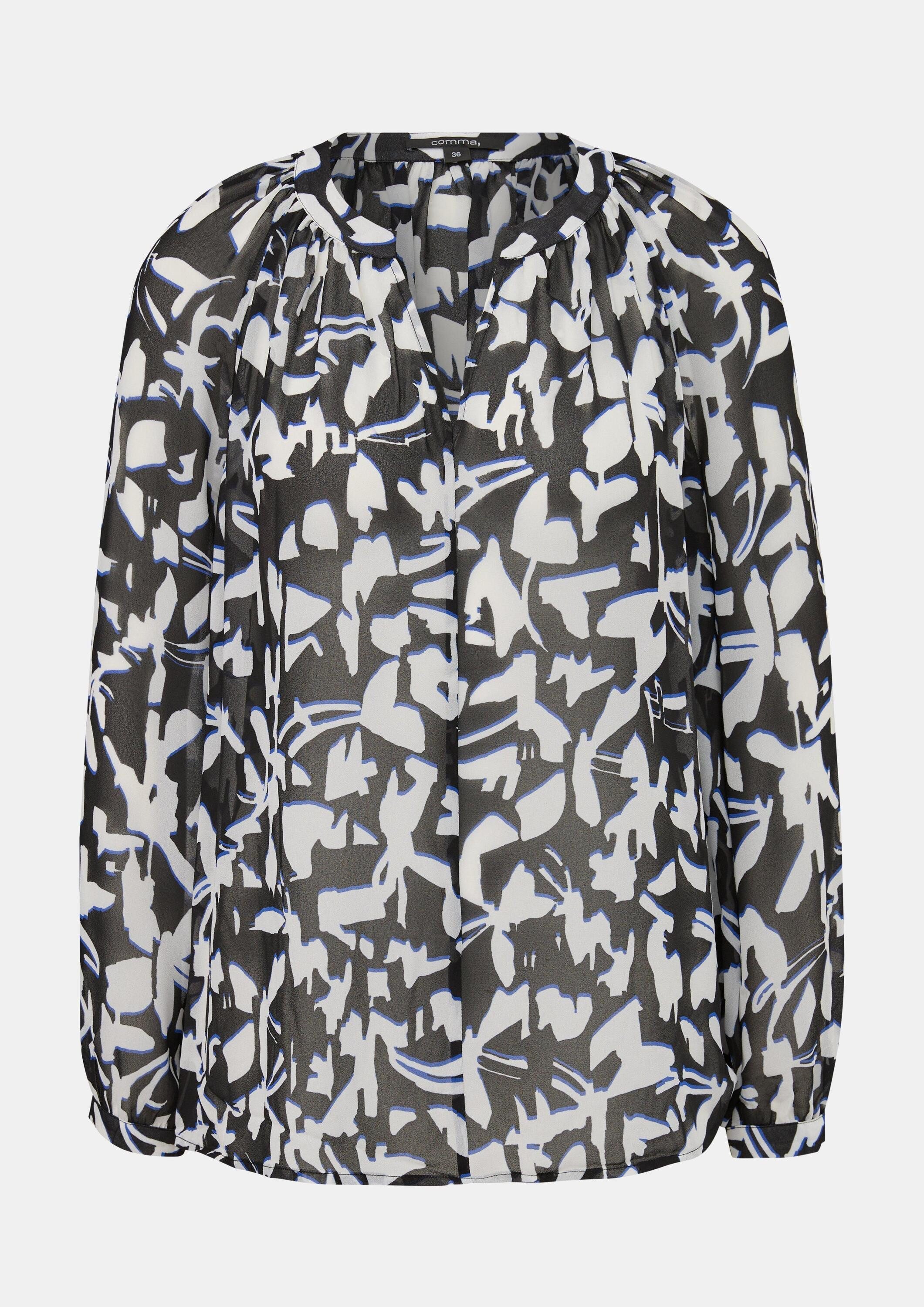 comma Langarmbluse Bluse Bluse aus Chiffon