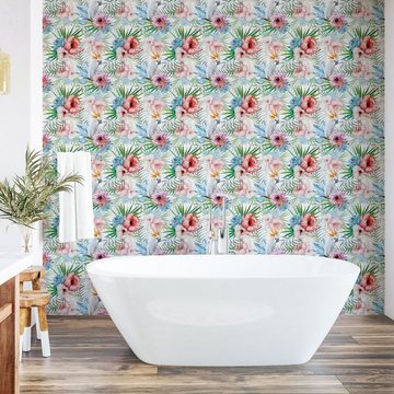 Abakuhaus Vinyltapete selbstklebendes Wohnzimmer Küchenakzent, Tropisch Exotische Parrot Blume