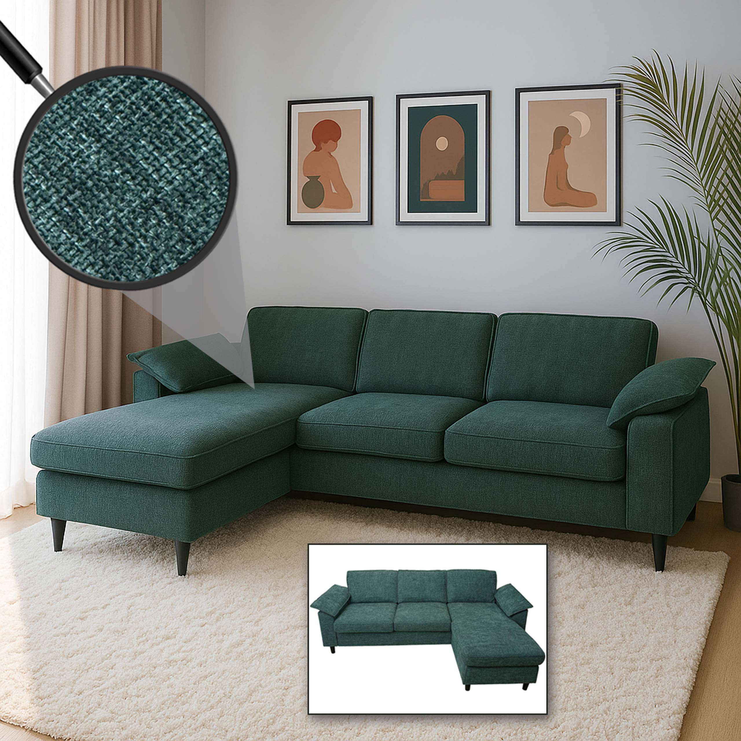 MCW Ecksofa MCW-O71, Liegefläche links/rechts montierbar