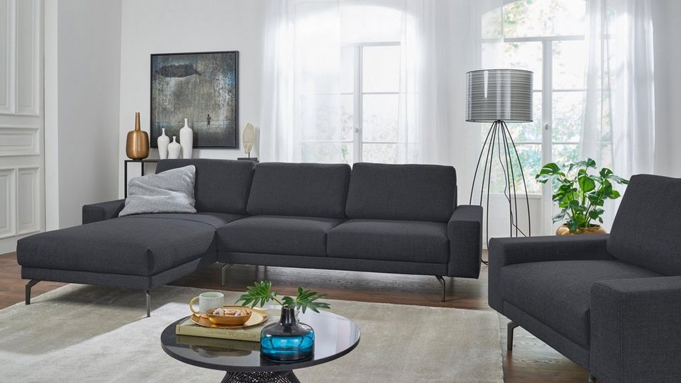 hülsta sofa Ecksofa hs.450, Armlehne breit und niedrig, Alugussfüße in  umbragrau, Breite 294 cm