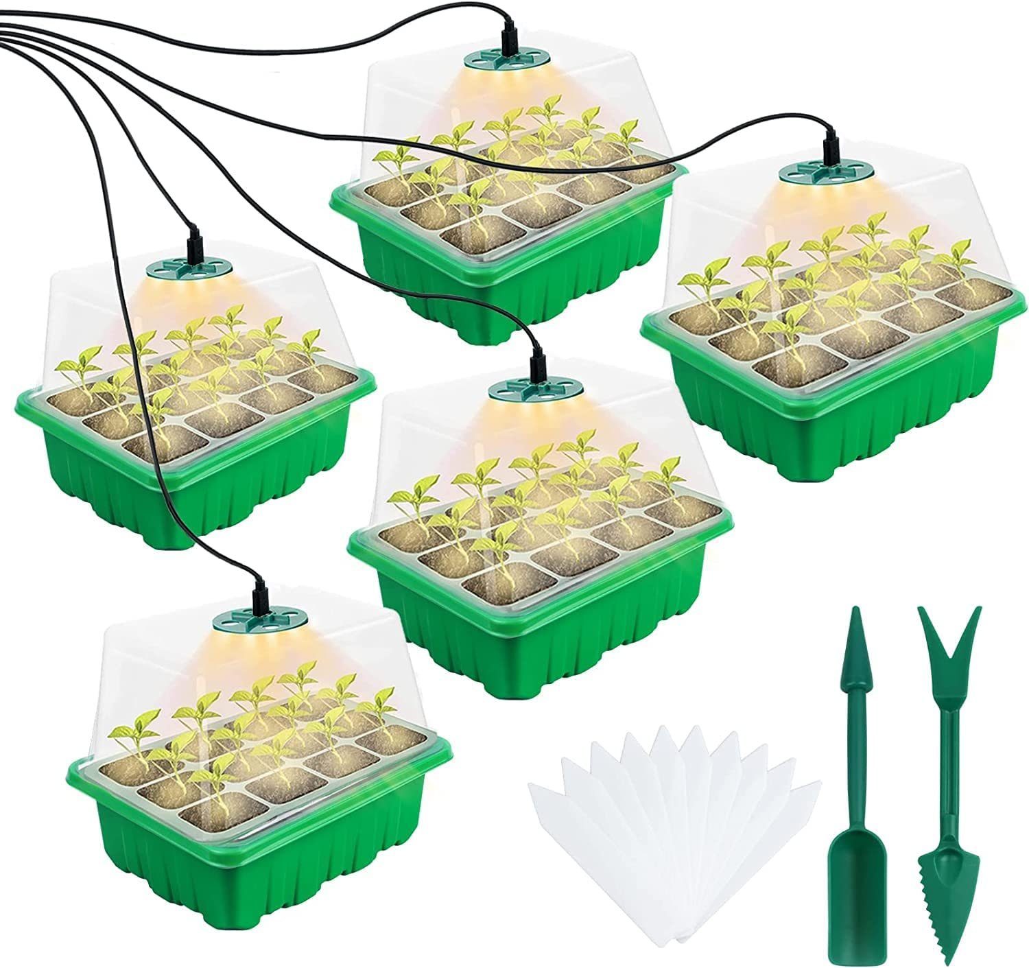 zggzerg Anzuchtdeckel Zggzerg Zimmergewächshaus Anzuchtkasten, Neu 5 Stück 60 Zellen
