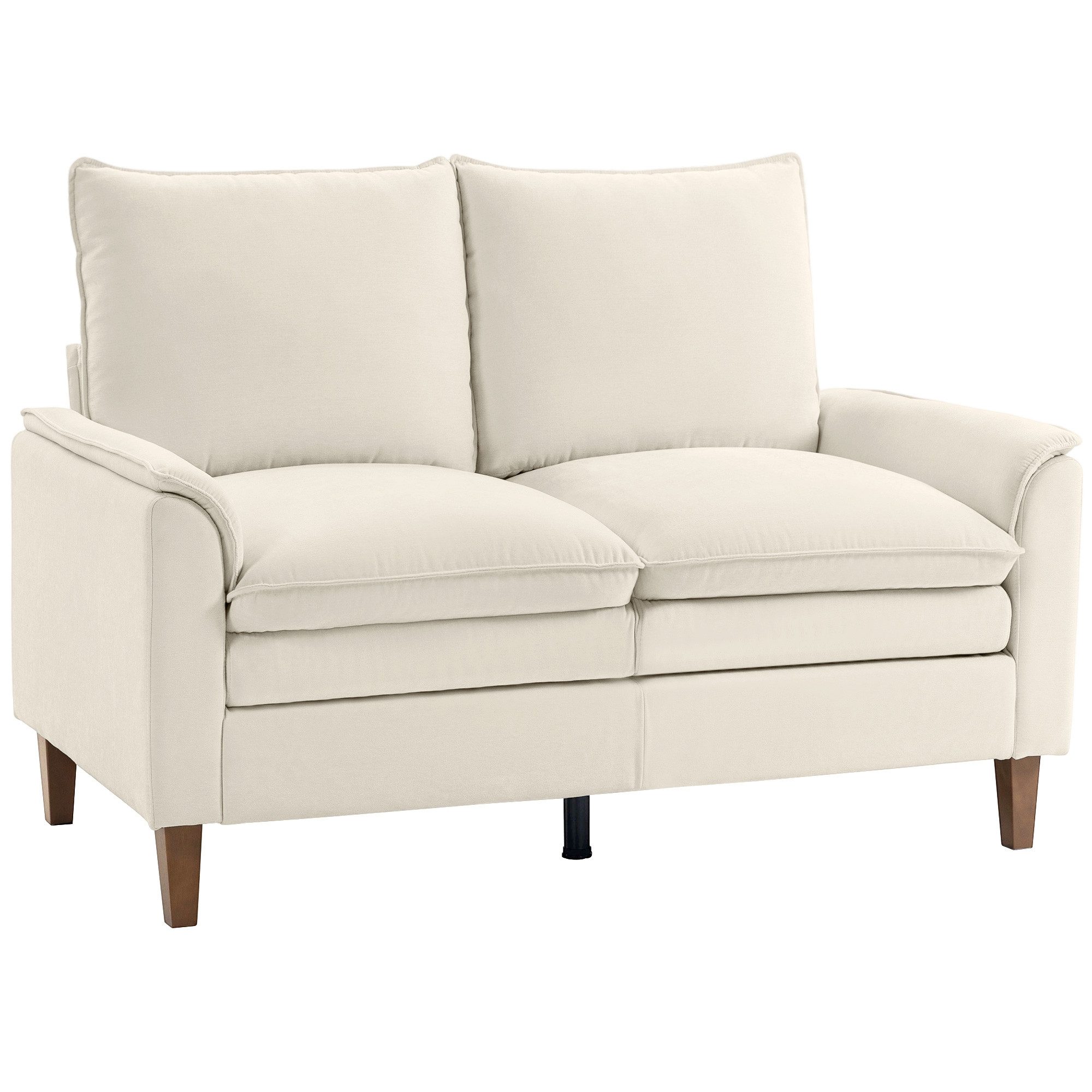 MC Star Sofa 146 cm Zweisitzer Sofa, Chenille-Sofa mit doppellagiger Polsterung, Federkissen, tiefem Sitz, hoher Rückenlehne, Creme