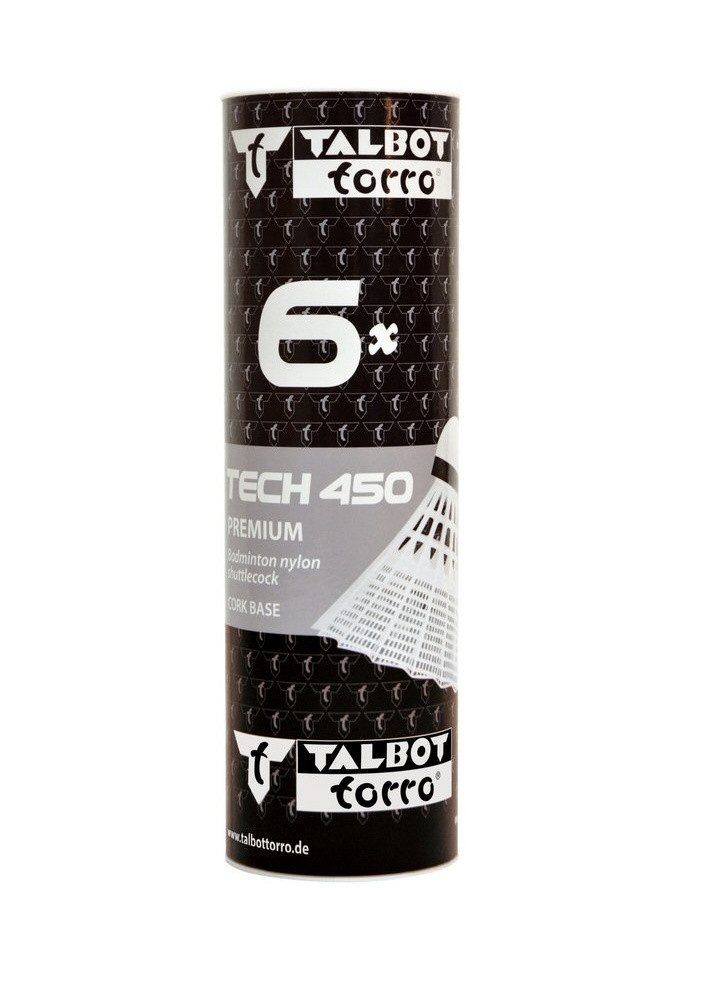 Talbot-Torro Badmintonball Tech 450 Nylon weiss Dose 6er, Geschwindigkeit: mittel