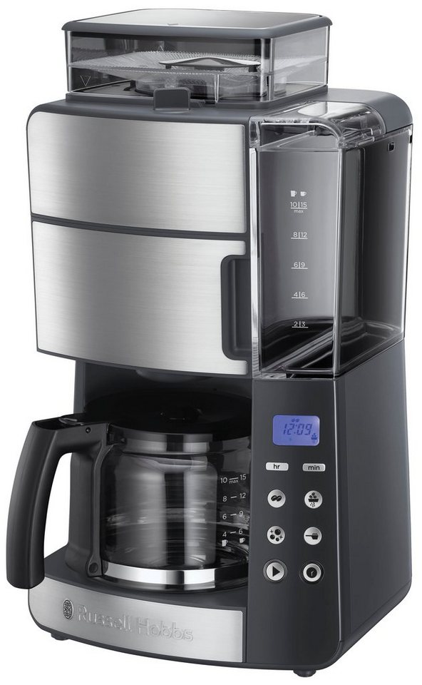 RUSSELL HOBBS Kaffeemaschine mit Mahlwerk Grind & Brew 25610-56, 1,25l  Kaffeekanne, Papierfilter 1x4, Einstellbare Mahlmenge 2-10 Tassen, brüht  auch bereits gemahlenen Kaffee
