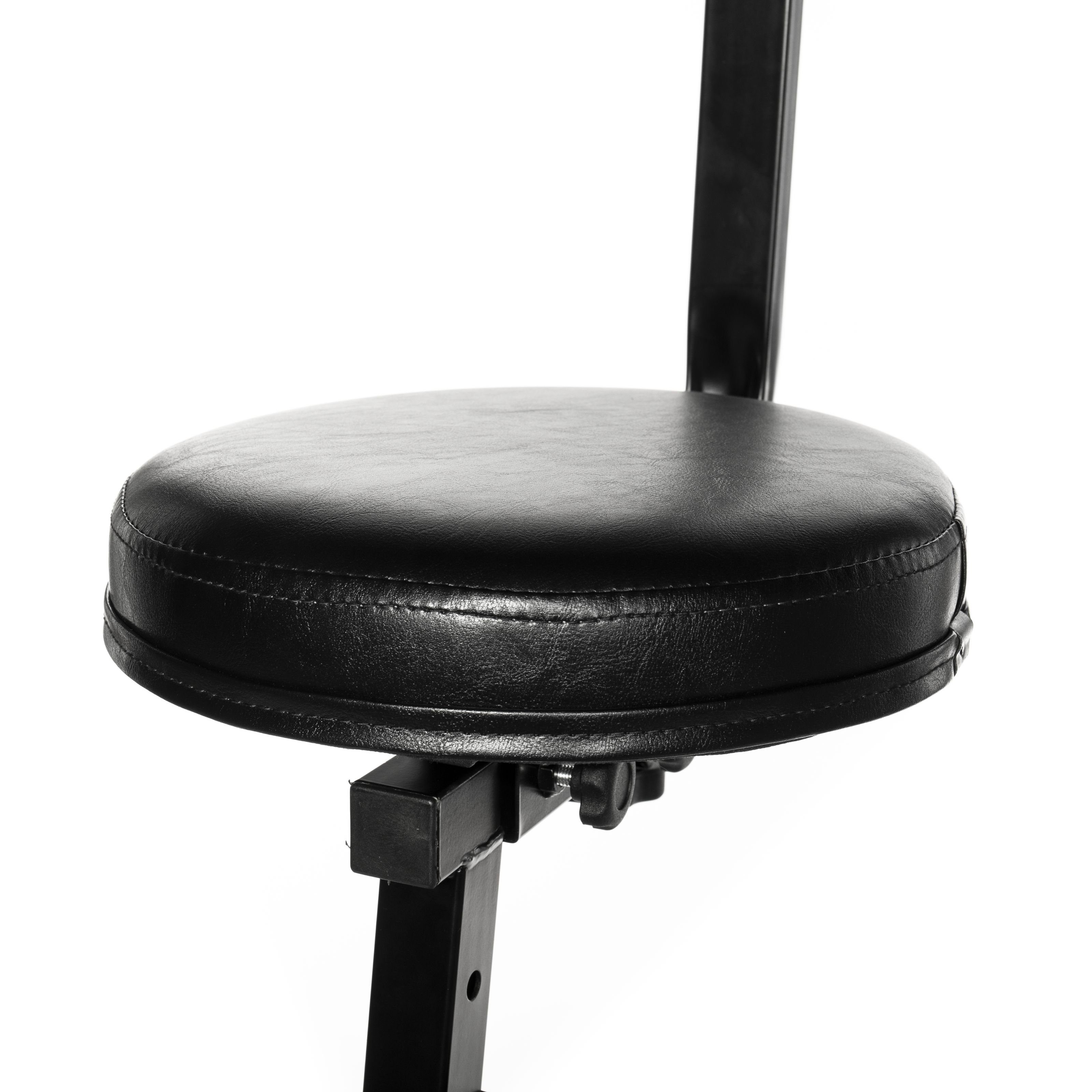 MUSIC STORE Gitarrenständer, (Stage Stool Zusammenfaltbarer Bühnenhocker Gepolsterte Rückenlehne Gummierte Fußauflage Verstellbare Höhe 50-80cm Stahl-Konstruktion 5kg Gewicht, Zubehör, Ständer), Bühnenhocker, zusammenfaltbar, gepolsterte Rückenlehne