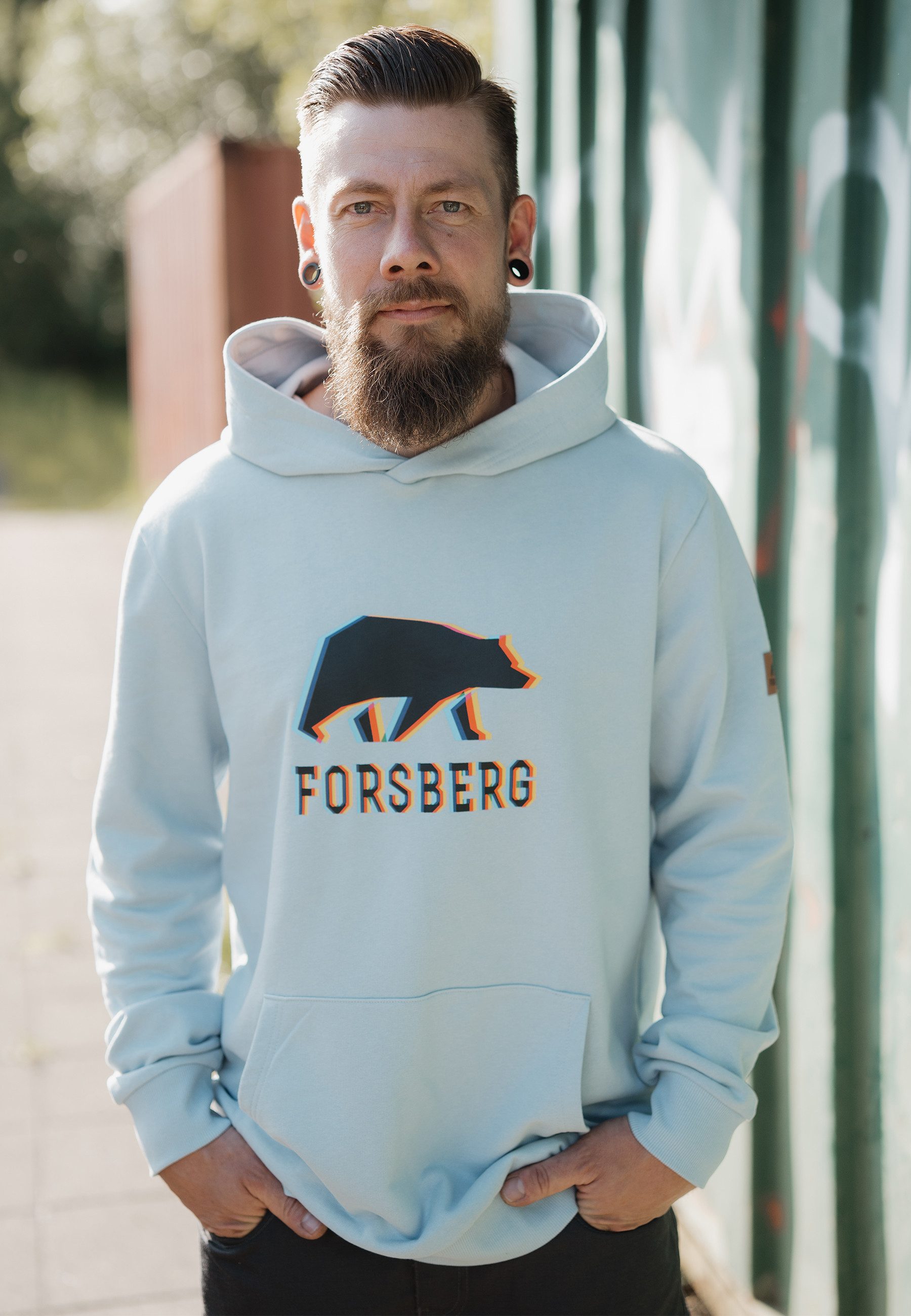 FORSBERG Sweatshirt Hoodie mit schwarzem Anaglyph-Logo