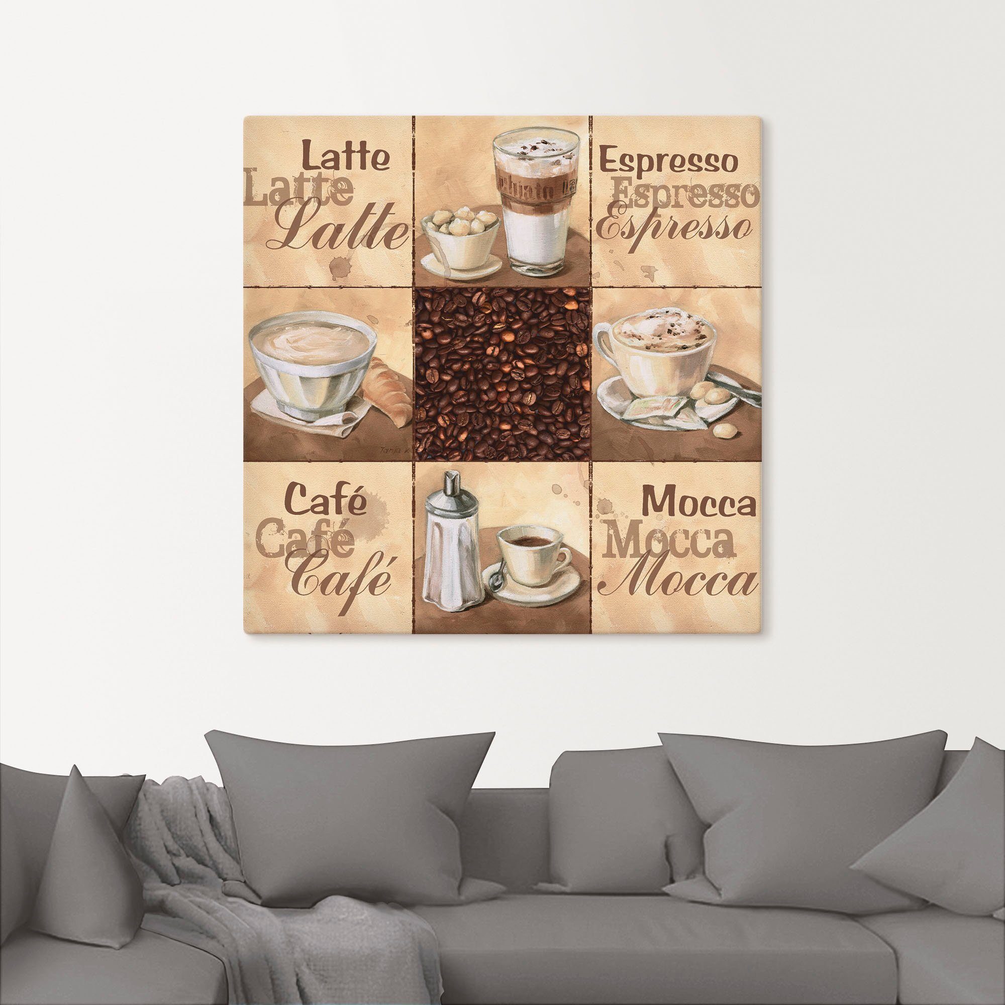 Artland Wandbild Kaffee Collage II, Getränke (1 St), als Alubild, Leinwandbild in verschied. Größen