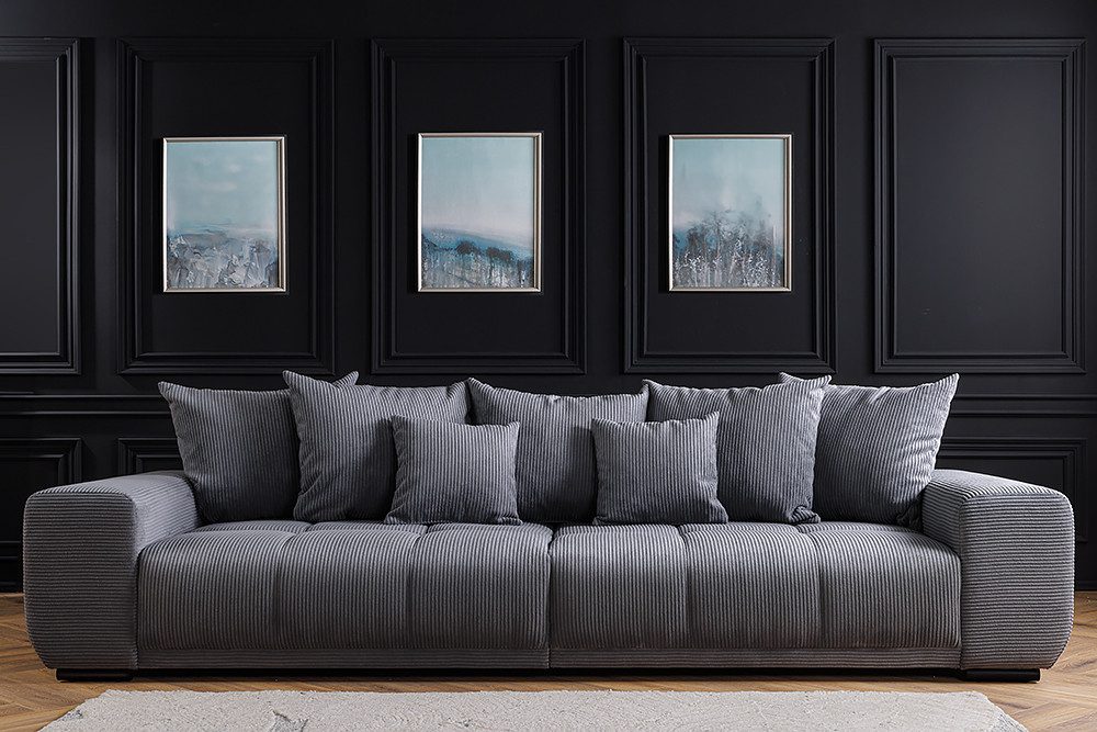 riess-ambiente Big-Sofa ELEGANCIA 285cm anthrazit - Cord, Buche, Federkern, inkl. Kissen, FSC, Einzelartikel 1 Teile, Moderne XXL-Couch - ideal für Wohn- & Schl – Bild 5 von 5
