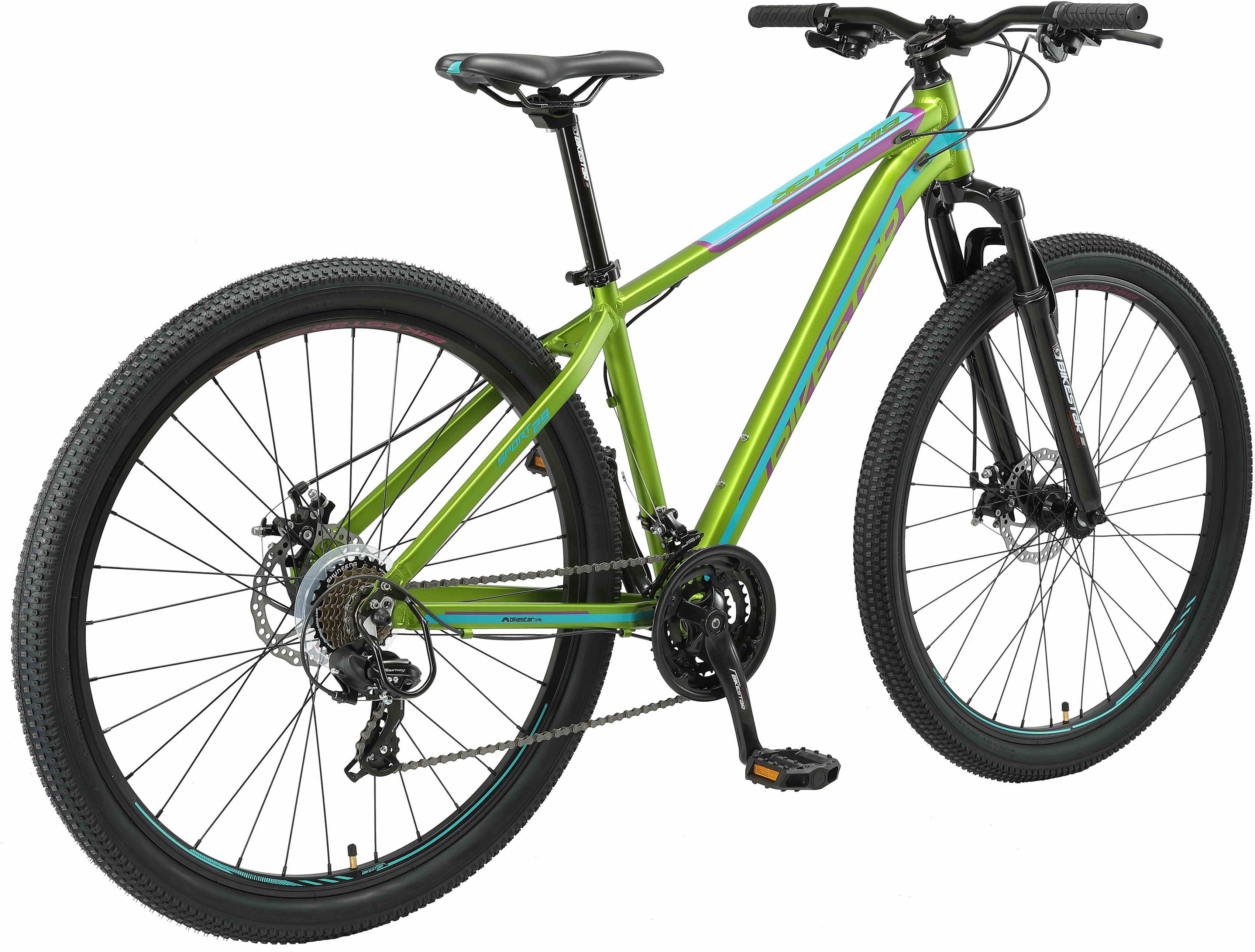 Bikestar Mountainbike, 21 Gang Shimano RD-TY300 Schaltwerk, Kettenschaltung, für Damen und Herren, Kettenschaltung