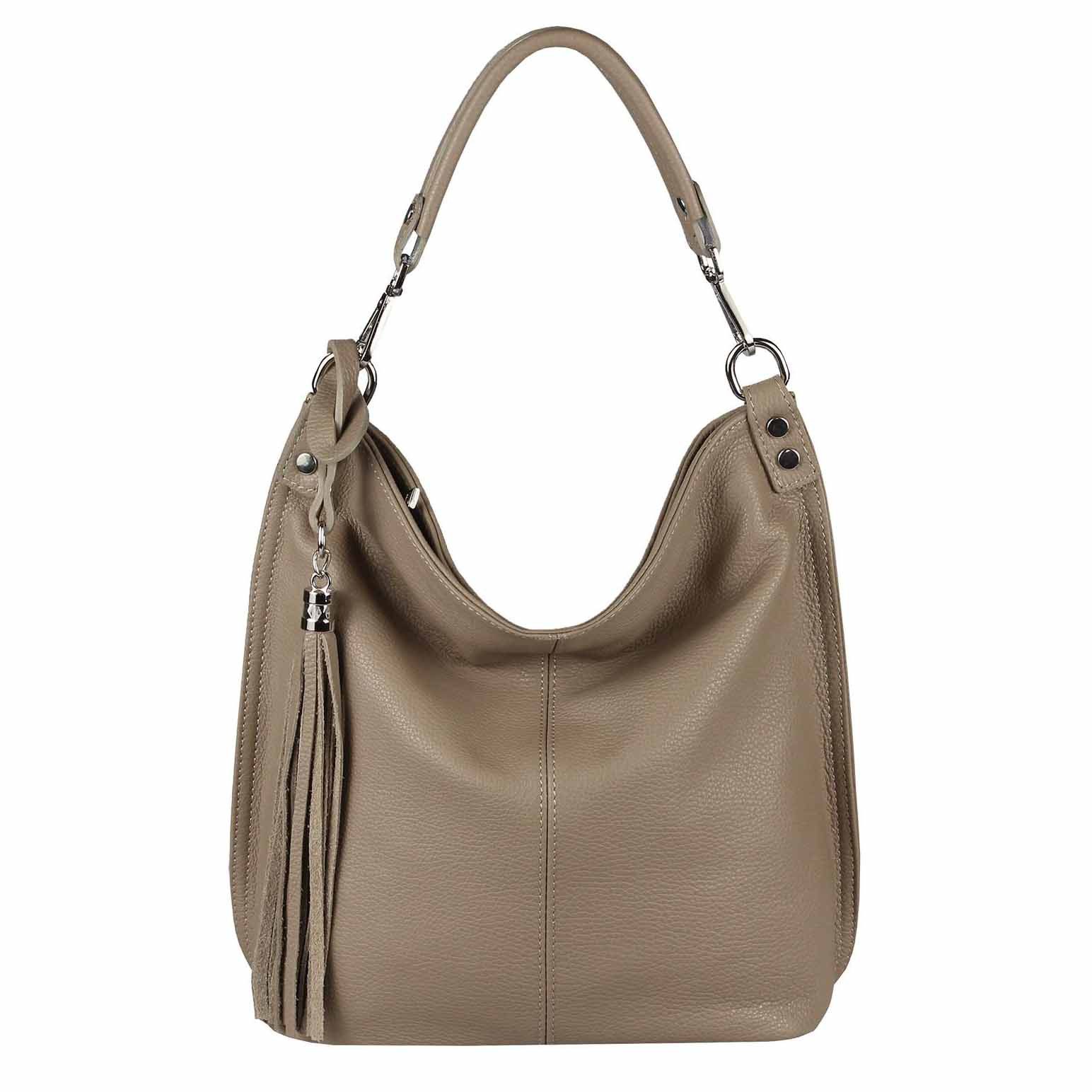 ITALYSHOP24 Schultertasche MADE IN ITALY XL Damen Nappa Leder Handtasche Shopper Umhängetasche, große 3xFach geteiltes Hauptfach, Freizeit Abend Reise Sport Urlaub