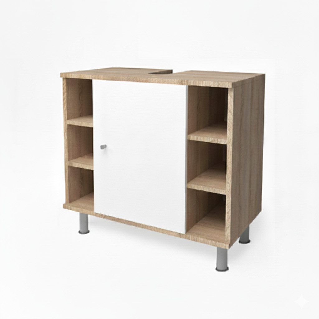 Vicco Waschbeckenunterschrank Fynn, Sonoma/Weiß, 60 x 54 cm (1-St)