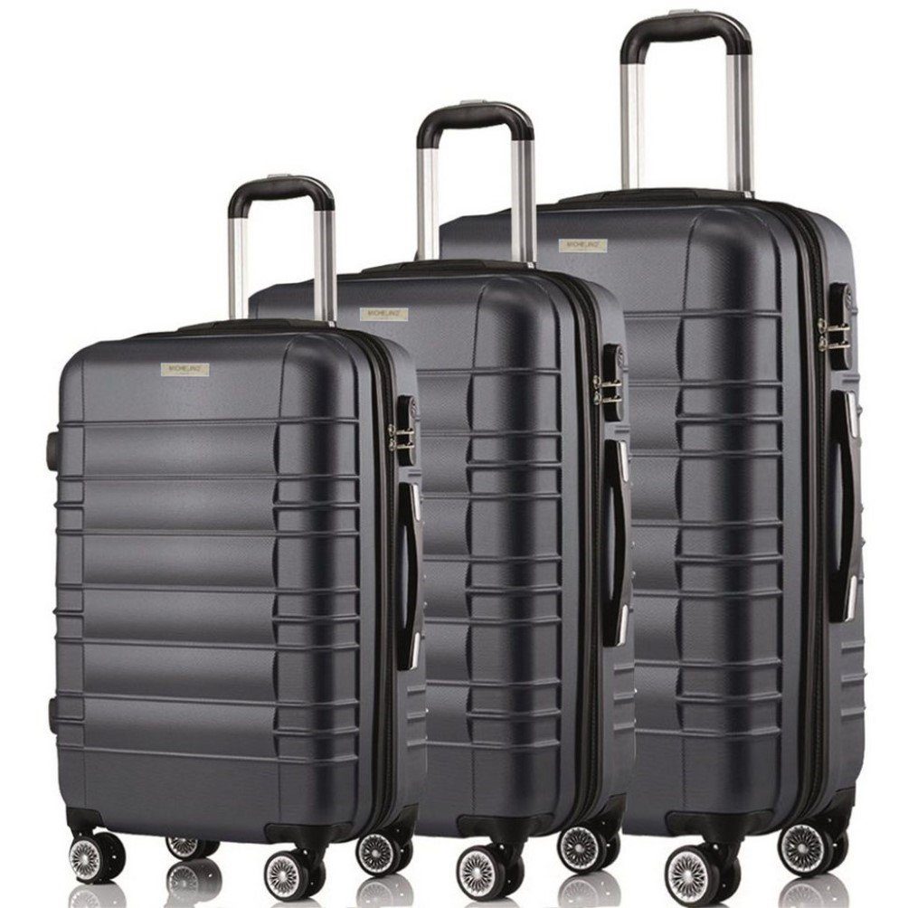 KESSMANN Kofferset ABS Hartschalen Koffer 3 teilig Set Kofferset Reisekoffer groß, 4 Rollen, (Koffer-Set, 3 tlg., Leichtgewicht Rollkoffer mit 360° Rollen Reisen Urlaub Reisekoffer Set), Trolley Gepäckset Hartschalenkoffer Urlaubskoffer Handgepäck Organizer