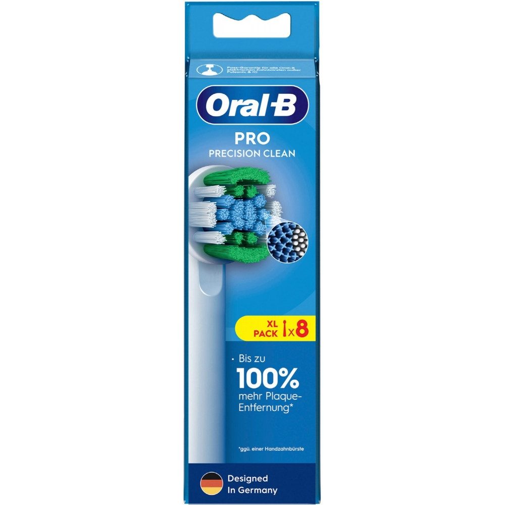 Oral-B Elektrische Zahnbürste Oral-B Aufsteckbürsten Pro Prec. Clean (8Stk) Zahnpflege., Innovative X-förmige Borsten, Weiche Borsten