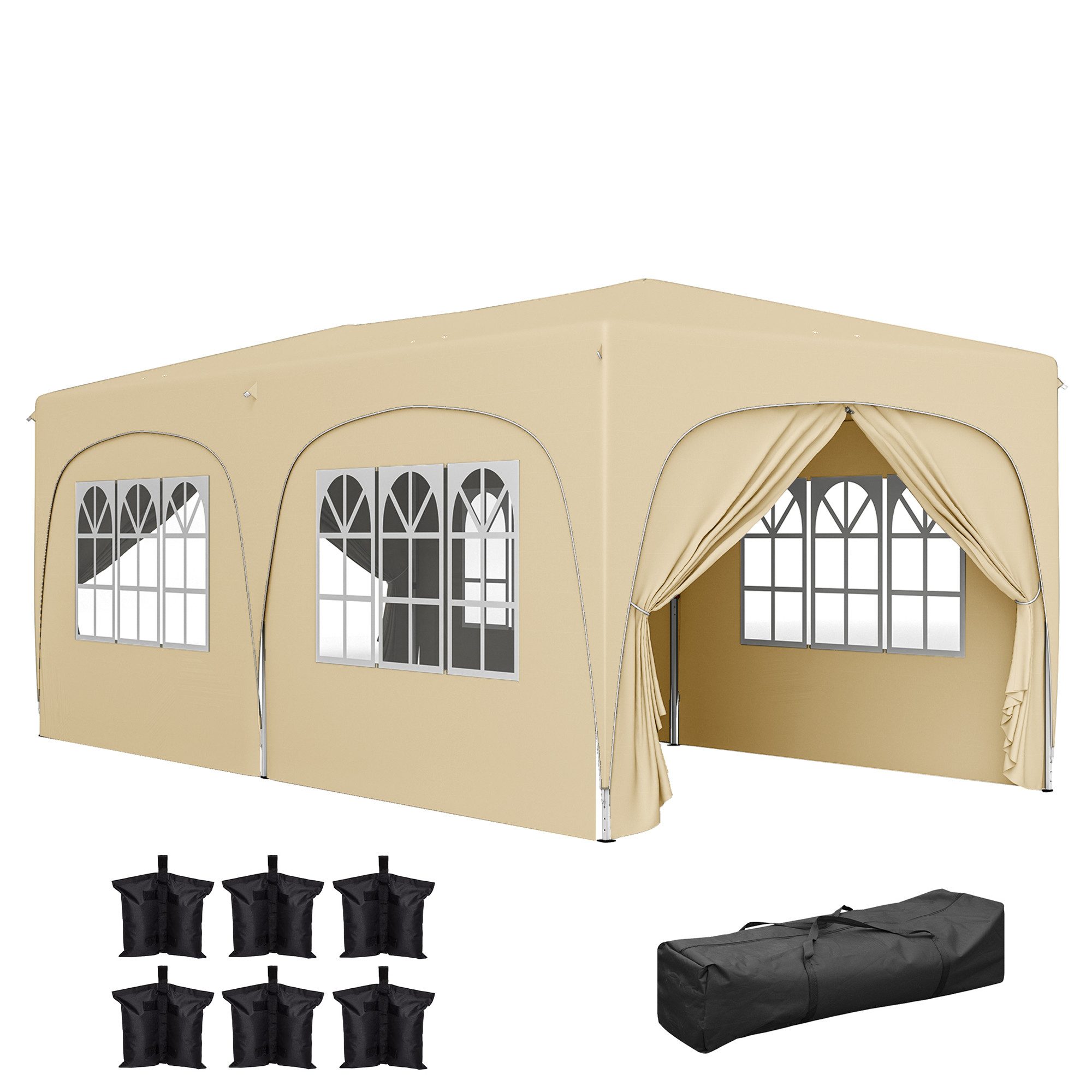 Outsunny Faltpavillon 3x6m, wasserabweisend stabil winterfest, günstig online kaufen