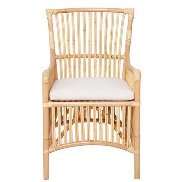 Casa Moro Rattanstuhl Rattan Sessel Citra Natur mit Sitzauflage Esszimmerstuhl, Rattanstuhl aus Natur-Rattan handgefertigt