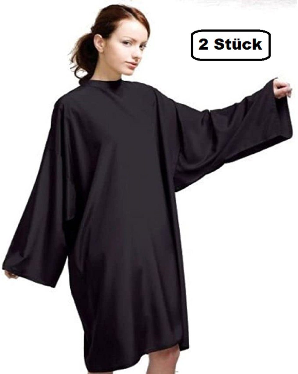 IC collection Kittelschürze Kimono Friseurumhang mit Ärmeln - Haarschneideumhang, (Spar-Set Frisierumhang, 2-tlg), Verstellbar & Wasserabweisend - Antistatisch