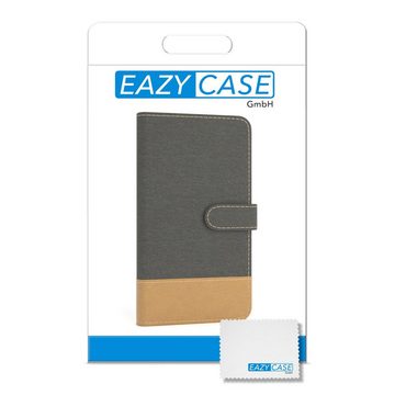 EAZY CASE Handyhülle Bookstyle Jeans für Apple iPhone 6 Plus / 6S+ 5,5 Zoll, Handytasche zum Aufklappen mit Standfunktion flipcase Grau Anthrazit