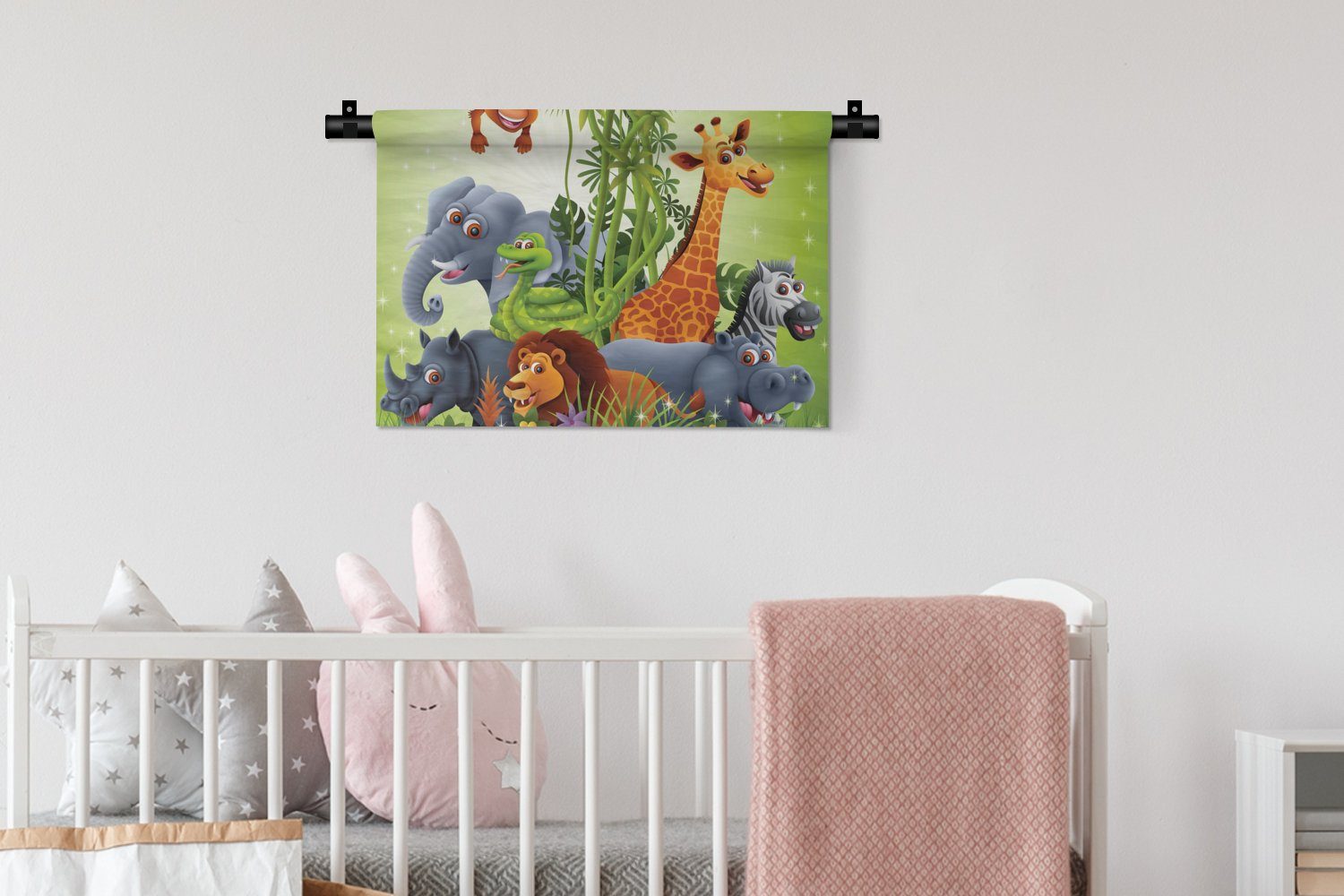 MuchoWow Wanddekoobjekt Pflanzen Giraffe - Wanddeko Schlafzimmer, Kinder Dschungeltiere Wandbehang, - für Wohnzimmer, - - Kinderzimmer - Elefant Löwe, Kleid