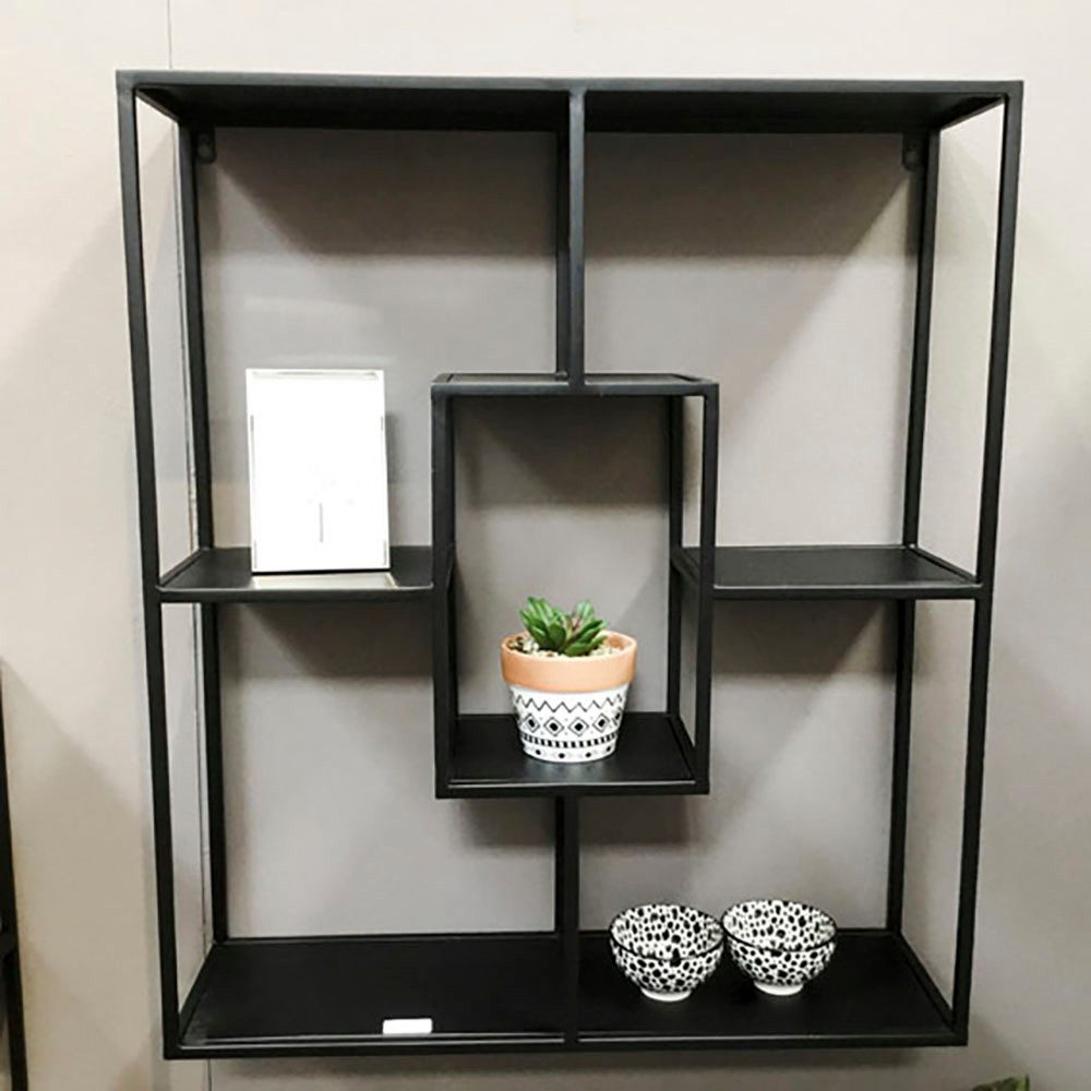 HAKU Wandregal Hängeregal, Wandboard, quadratisch - aus Metall Schwarz - B/T/H 60/18/70 cm