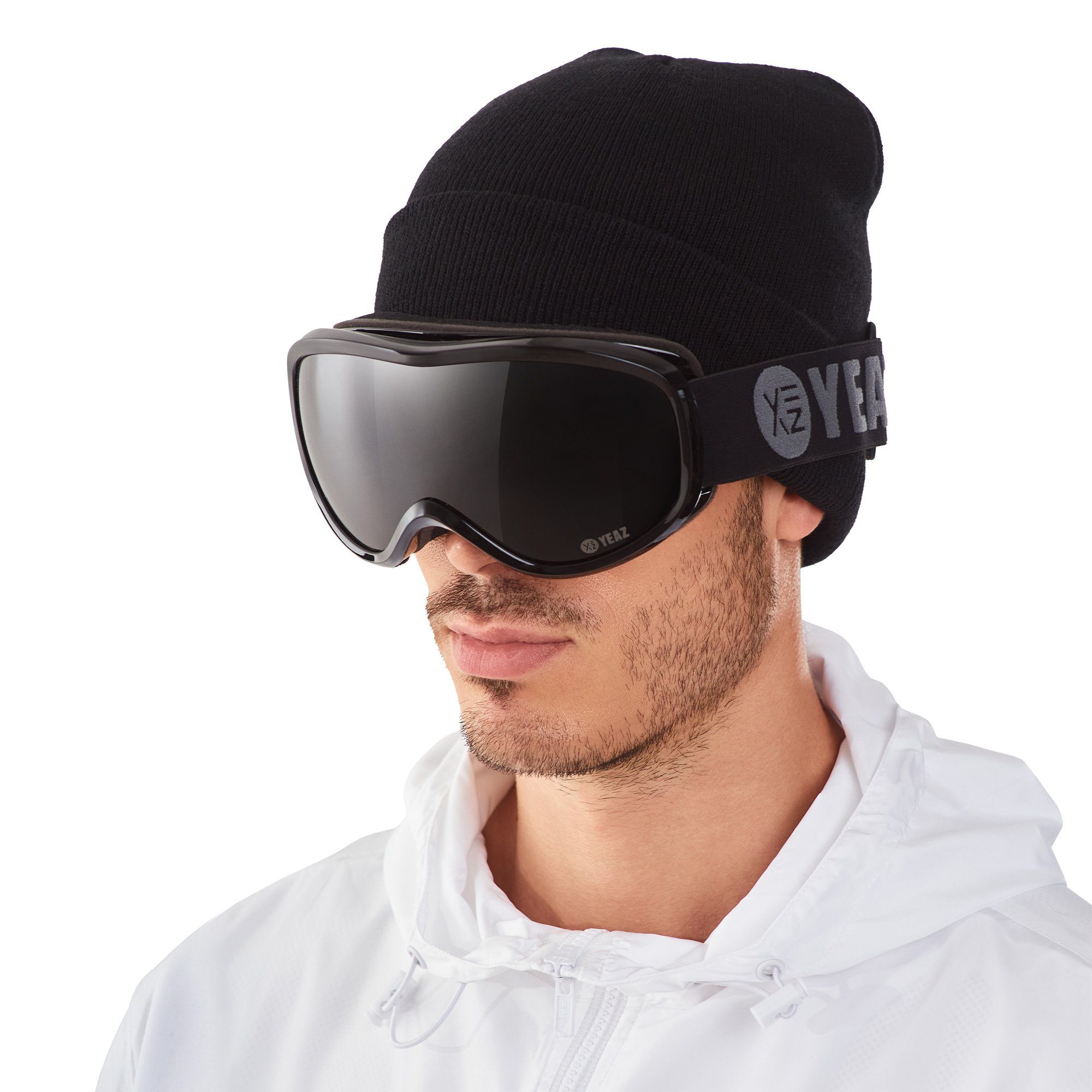 YEAZ Skibrille STEEZE ski- und snowboard-brille schwarz/schwarz, Premium-Ski- und Snowboardbrille für Erwachsene und Jugendliche