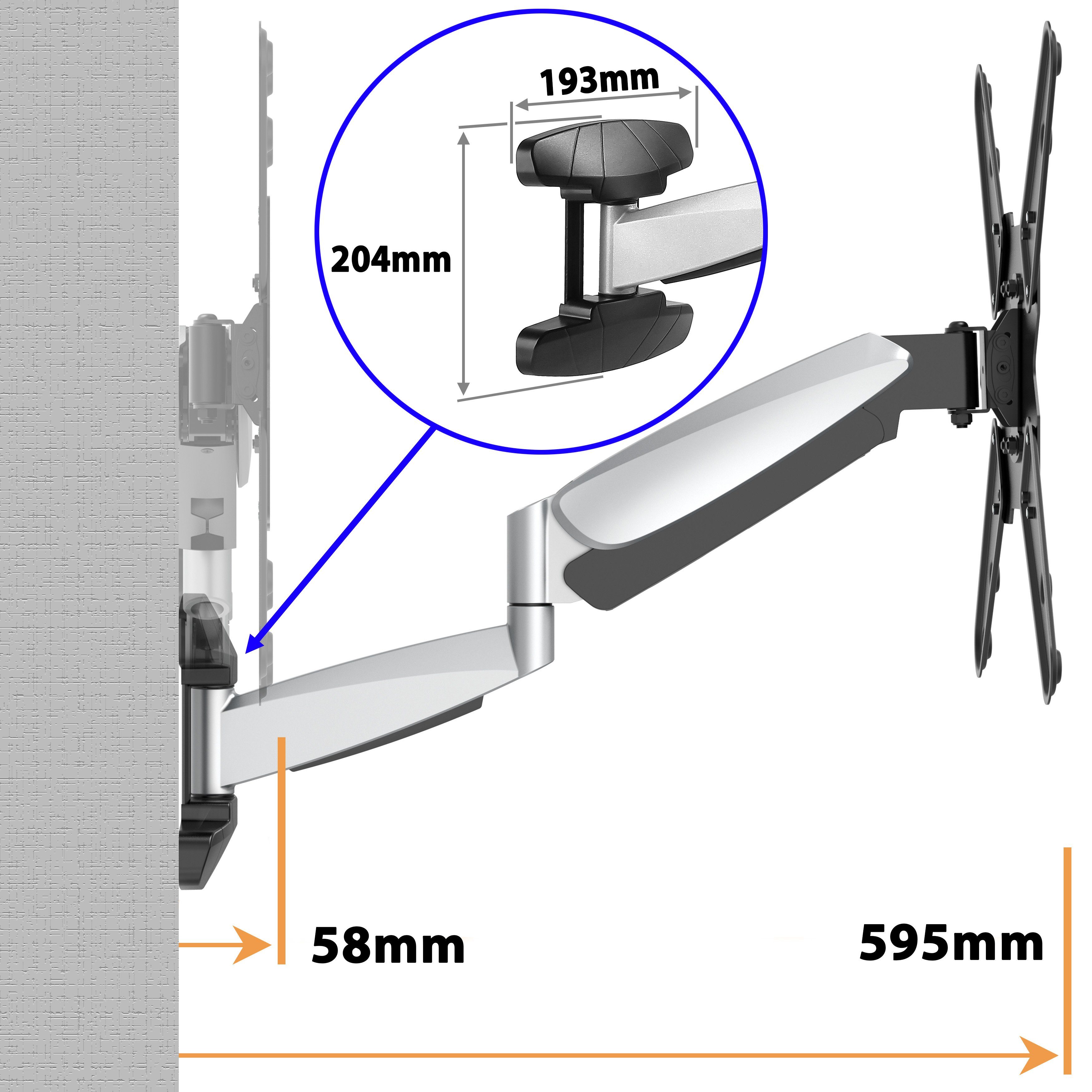 (bis drehbar, 7kg höhenverstellbar 400 Bildschirme Poppstar für max. schwenkbar 400mm) x VESA 55,00 bis neigbar Gasdruckfeder 25kg Zoll, Monitor-Halterung TV-Wandhalterung,