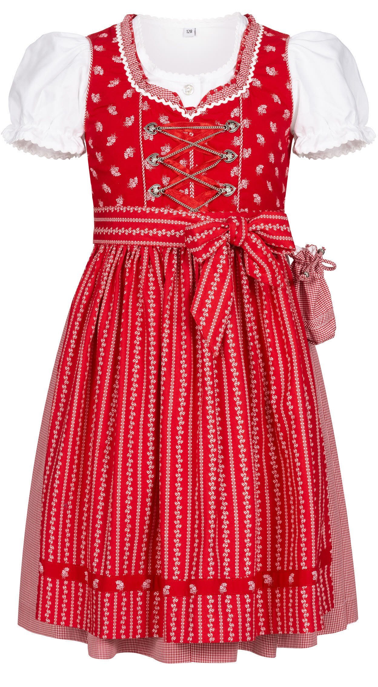 Dirndl Kinderdirndl 3-teilig Larissa in Rot von Nübler - Rocklänge knielang