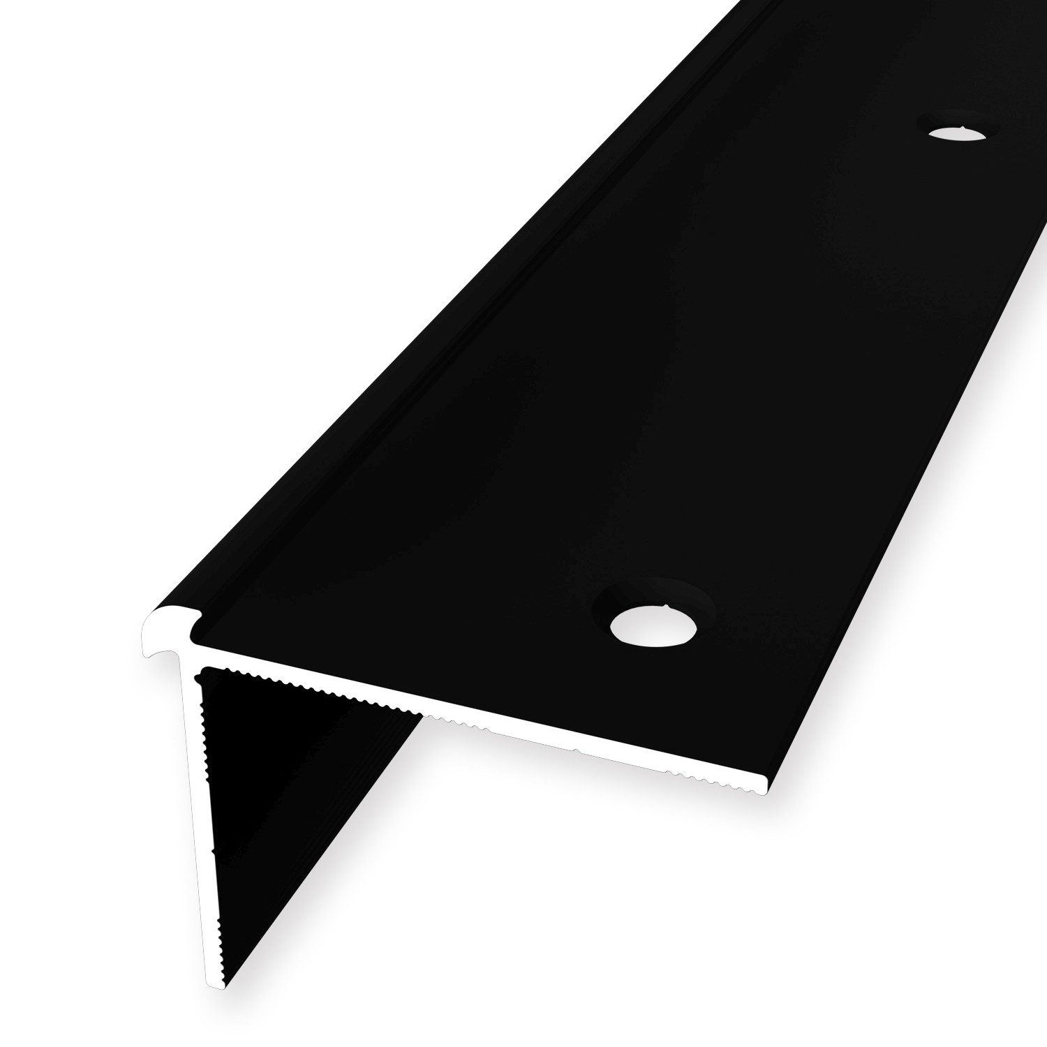 Küberit Treppenkantenprofil 29 x 29 x 2500 mm Winkelprofil Schwarz Gebohrt Aluminium