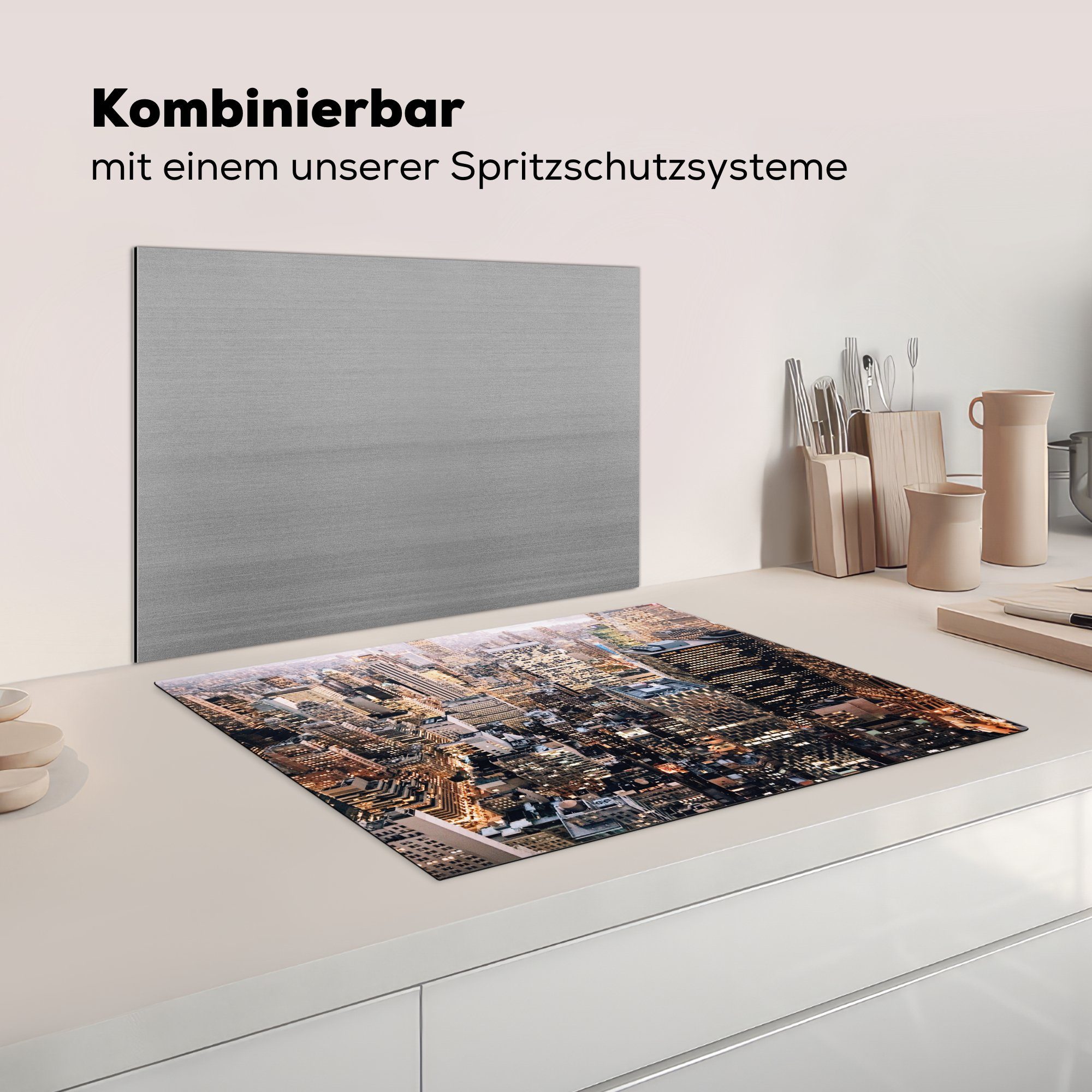 Induktionskochfeld Vinyl, New (1 - Schutz für tlg), Amerika, Herdblende-/Abdeckplatte die Ceranfeldabdeckung küche, NYC York 71x52 MuchoWow cm, -