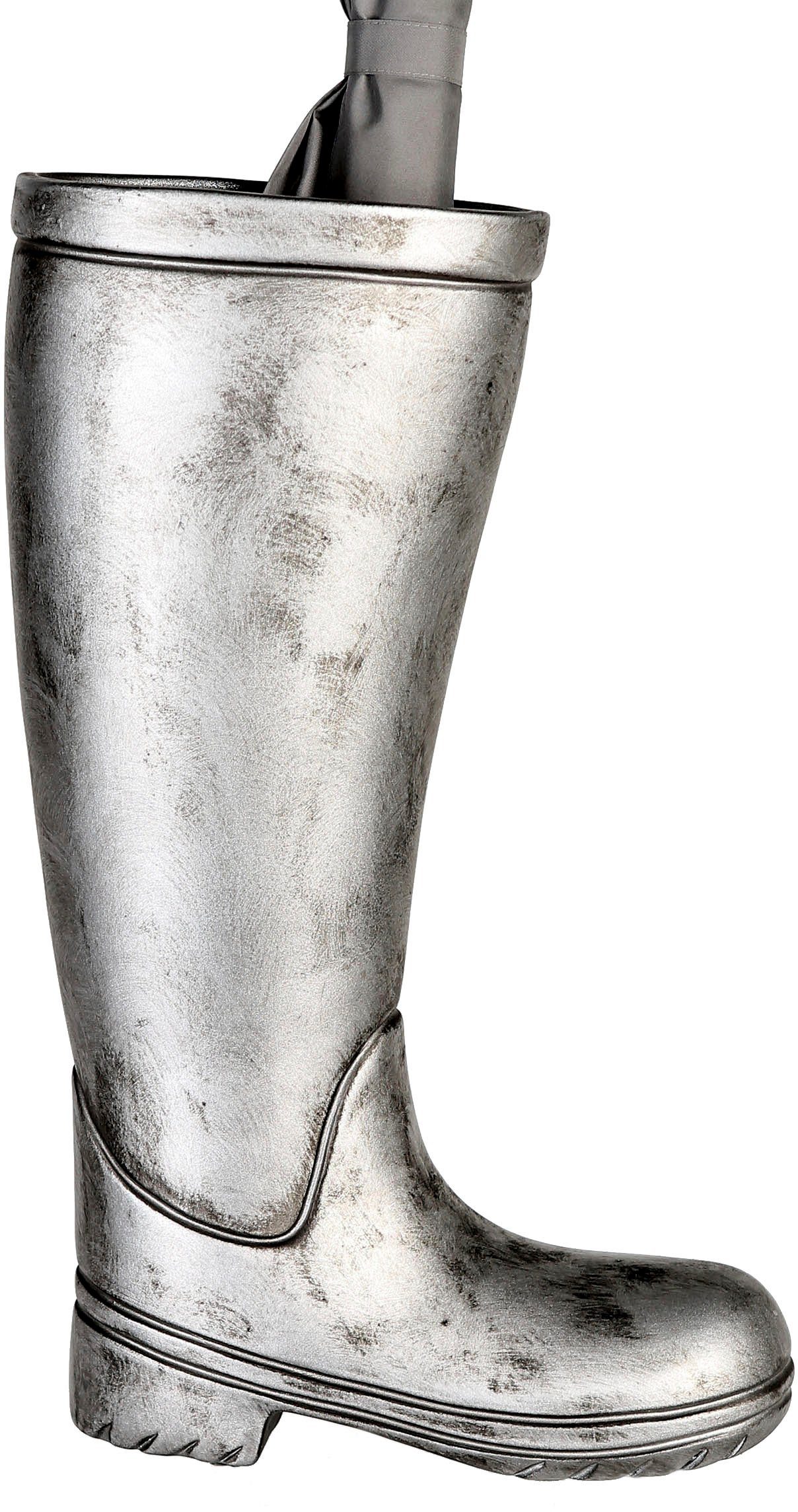 Casablanca by Gilde Schirmständer Regenschirmständer Stiefel, silber (1 St), für Regenschirme, Höhe 45 cm, Gummistiefel-Form, aus Keramik