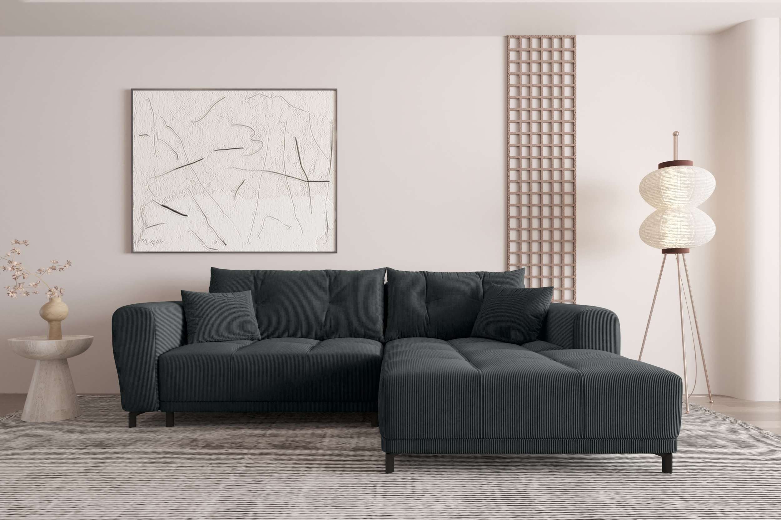 99rooms Ecksofa Massimo, Sofa L-Form, Eckcouch, mit Schlaffunktion,Rundumbezug, in Cordstoff POSO
