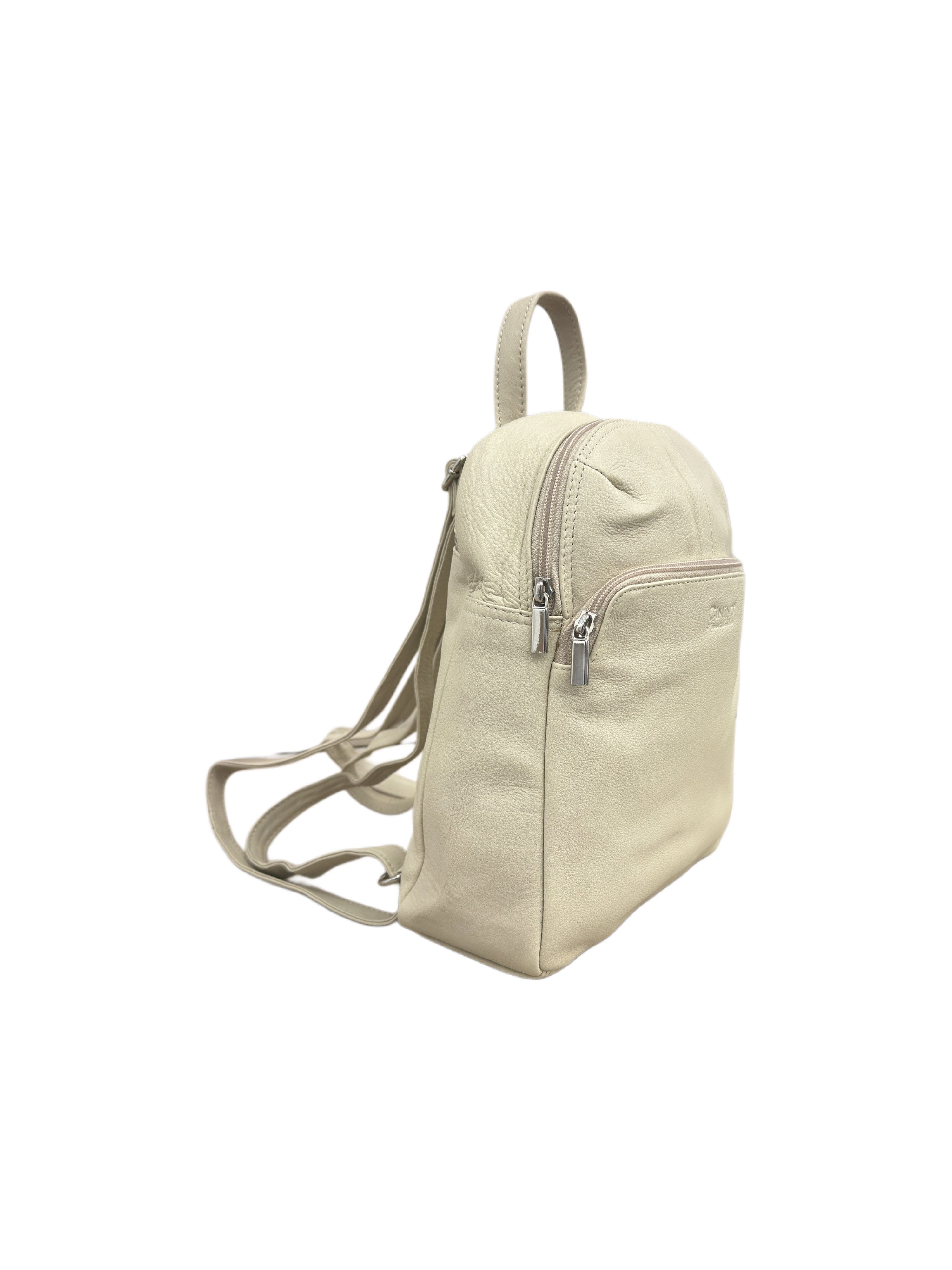 Cinino Cityrucksack C6104, Damen City-Rucksack aus echtem Rindleder