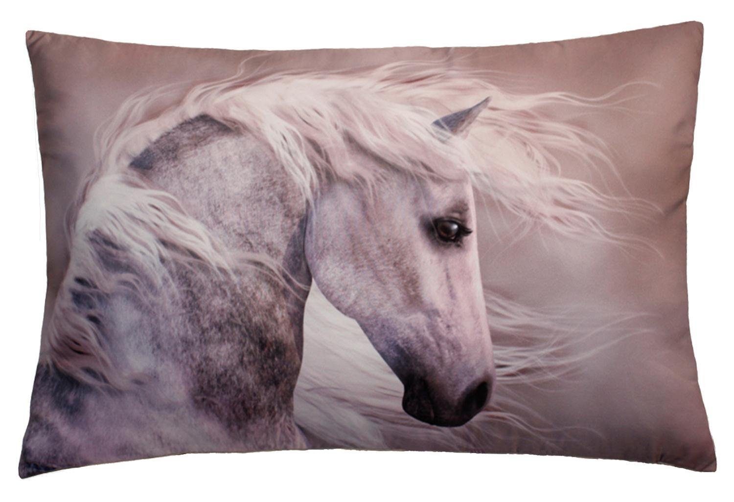 Kissen Haus cm Stück) Deko (1 ca. Pferd Fotodruck Kissenbezüge Kissenhülle Dekokissen Bezug, und Kissenbezug 40x60