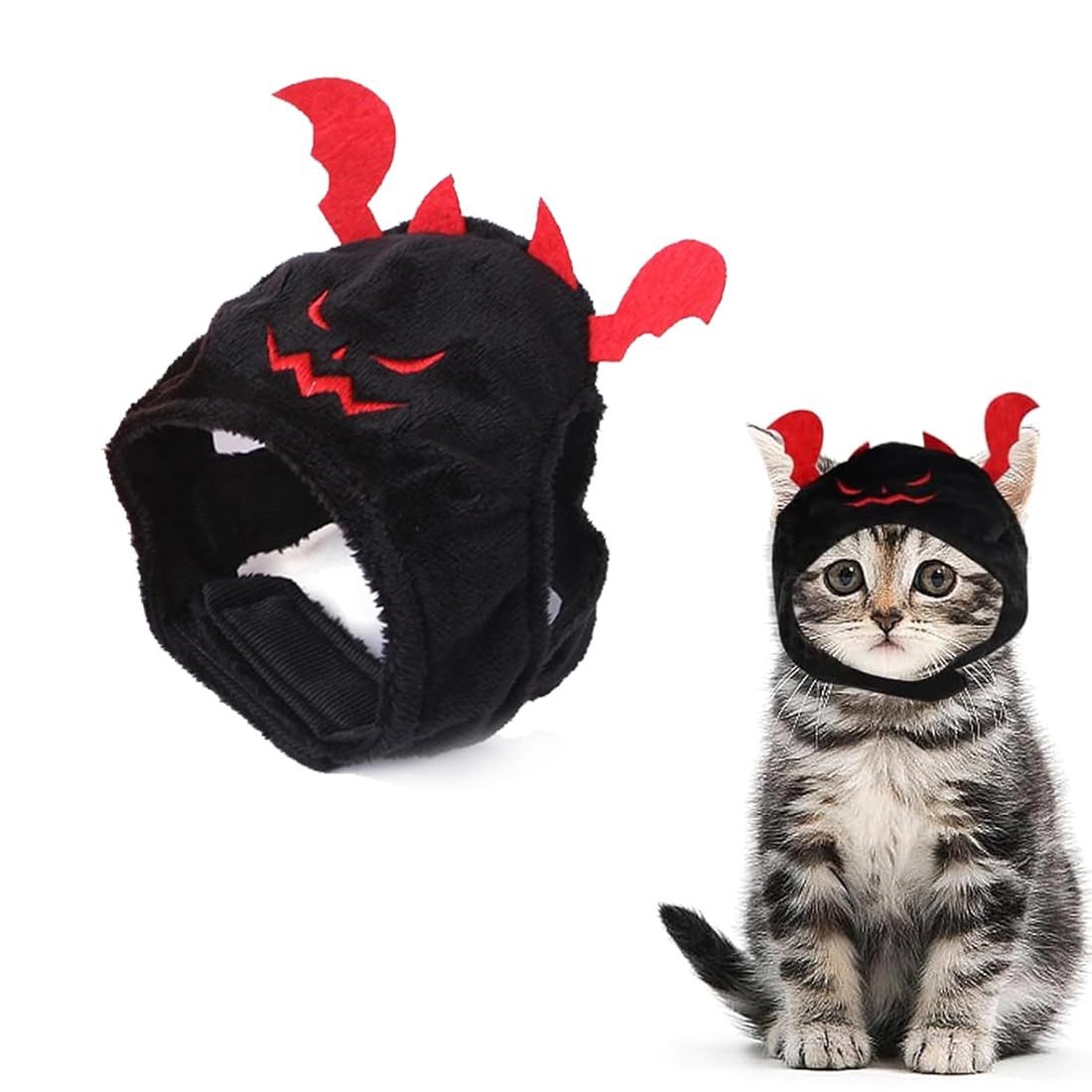 Bomiclss Hundekostüm Halloween-Teufelskostüm für Hunde, Halloween-Teufelshut, Haustier-Kopfschmuck für Halloween-Partys, verstellbare