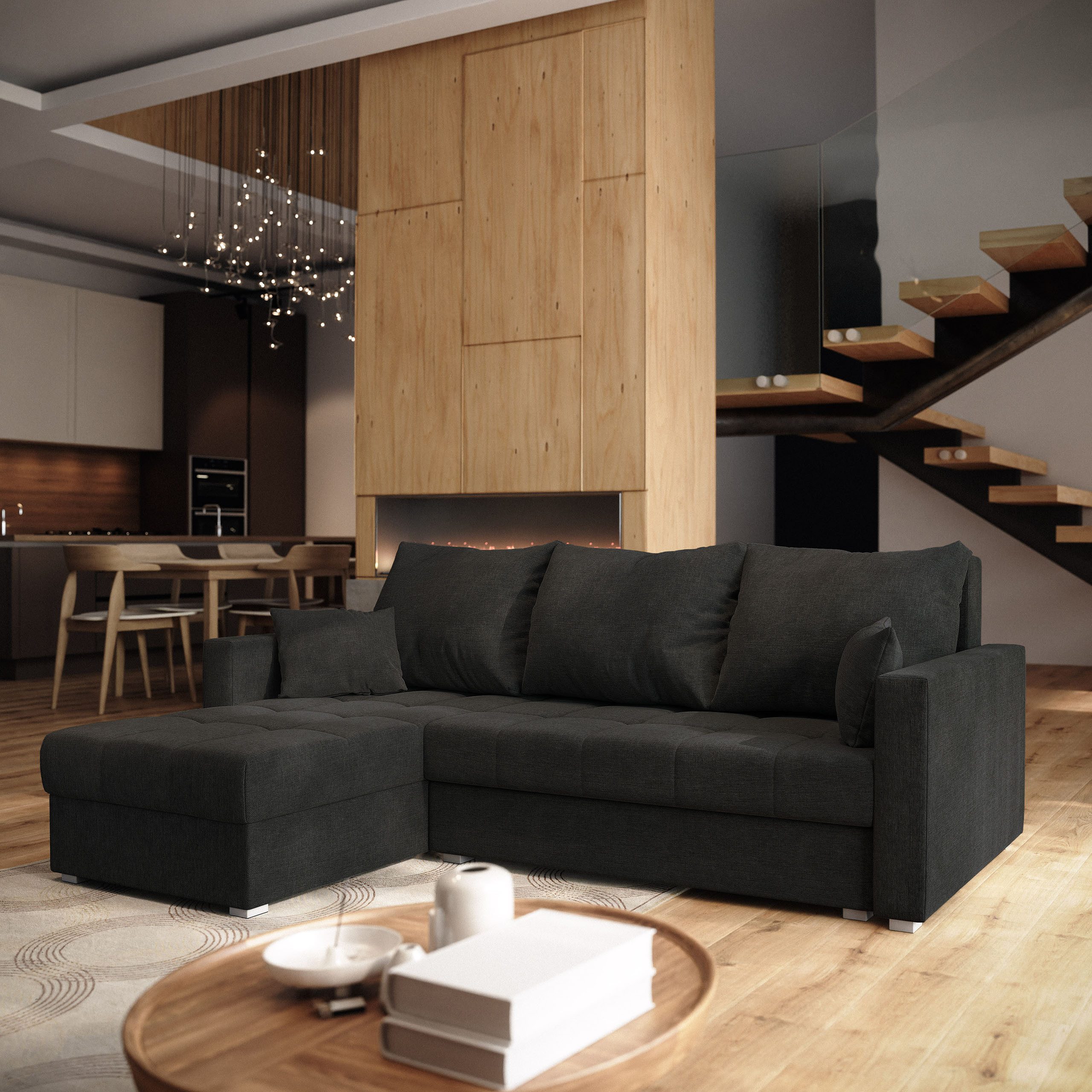 Masseno Ecksofa NIDA mit Schlaffunktion L-Form, Sofa mit Bettkasten günstig online kaufen