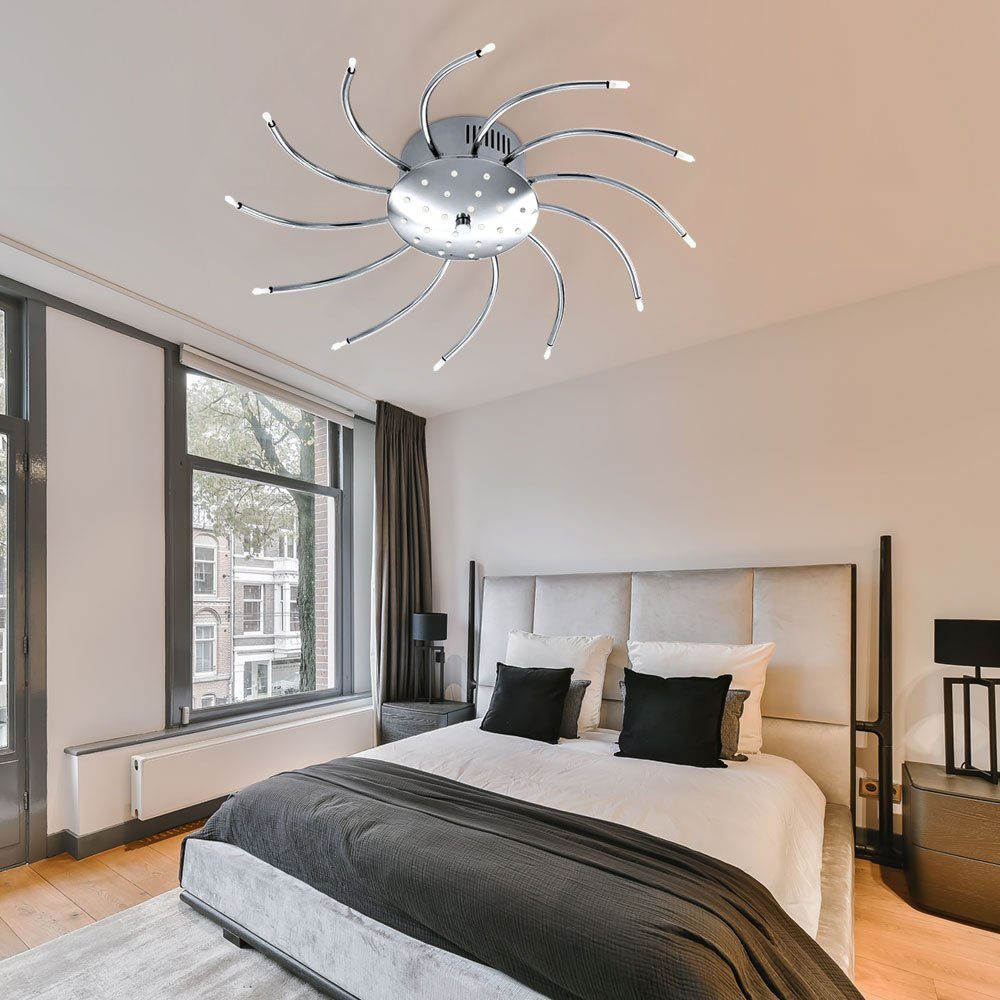 EGLO LED Deckenleuchte, Leuchtmittel inklusive, Stäbe gebogen Raum Wohn Lampe silber Fernbedienung Decken Design