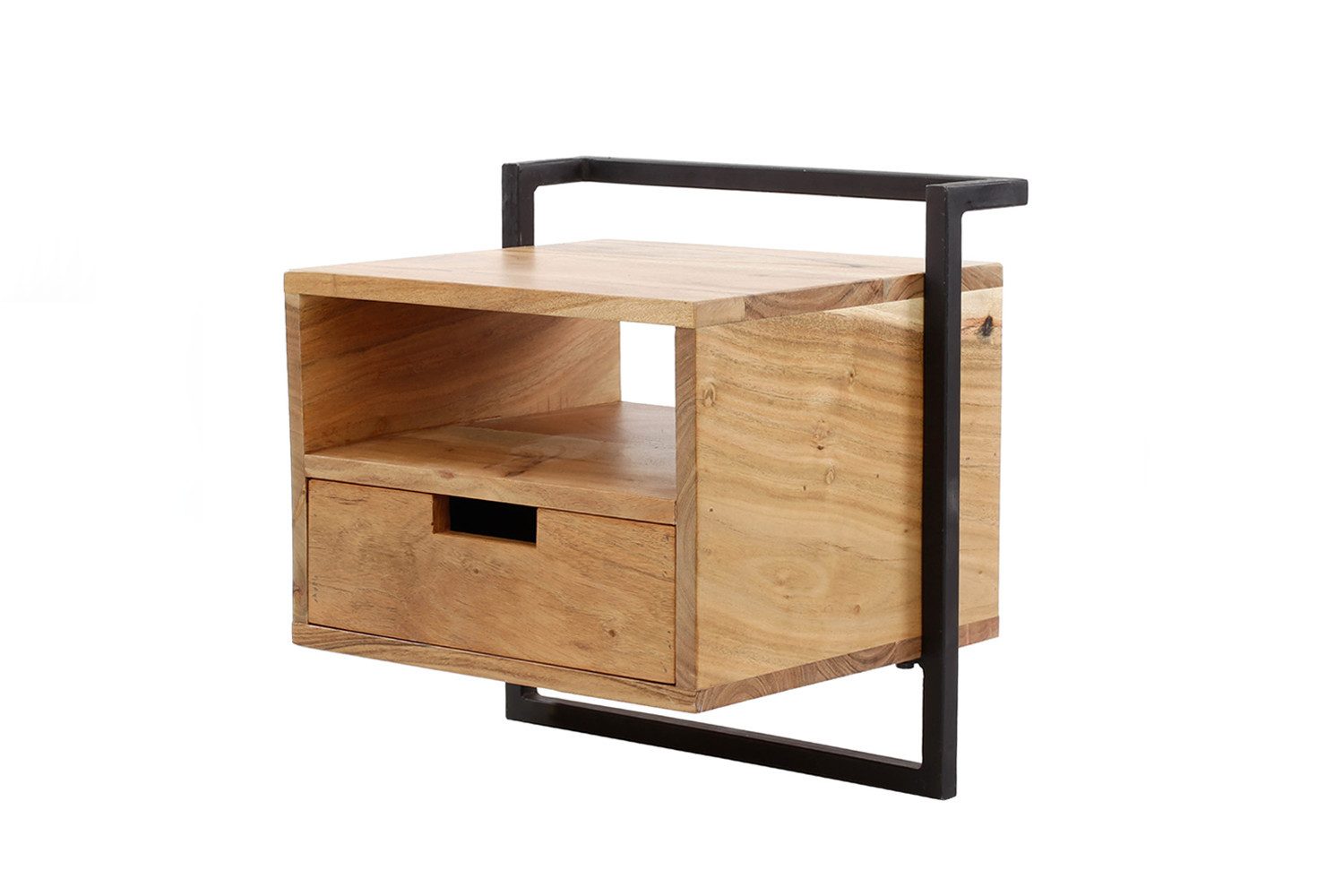 KAWOLA Nachttisch AIDY, XL hängend Akazie natur 1 Schublade 44x35x45 cm