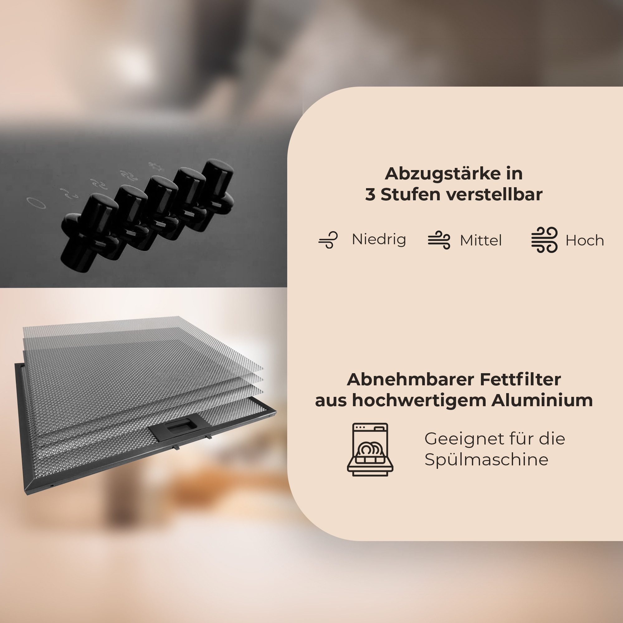 YUNA Kopffreihaube Dunstabzugshaube Schräghaube DUSANKA, 60 cm, Umluft, Abluft, schwarz Dunstabzugshaube Schräghaube DUSANKA, 60 cm, Umluft, Abluft, schwarz, 60cm breit, LED-Beleuchtung, Abluft & Umluft, schwarzes Glas