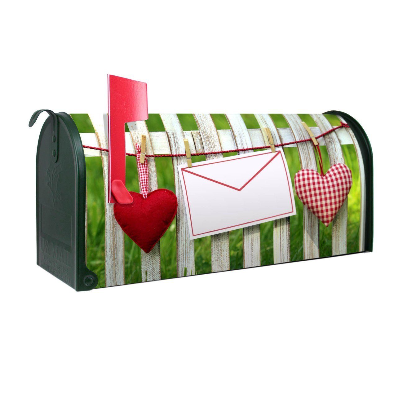 banjado Amerikanischer Briefkasten Mailbox Gartenzaun (Amerikanischer Briefkasten, original aus Mississippi USA), 22 x 17 x 51 cm grün